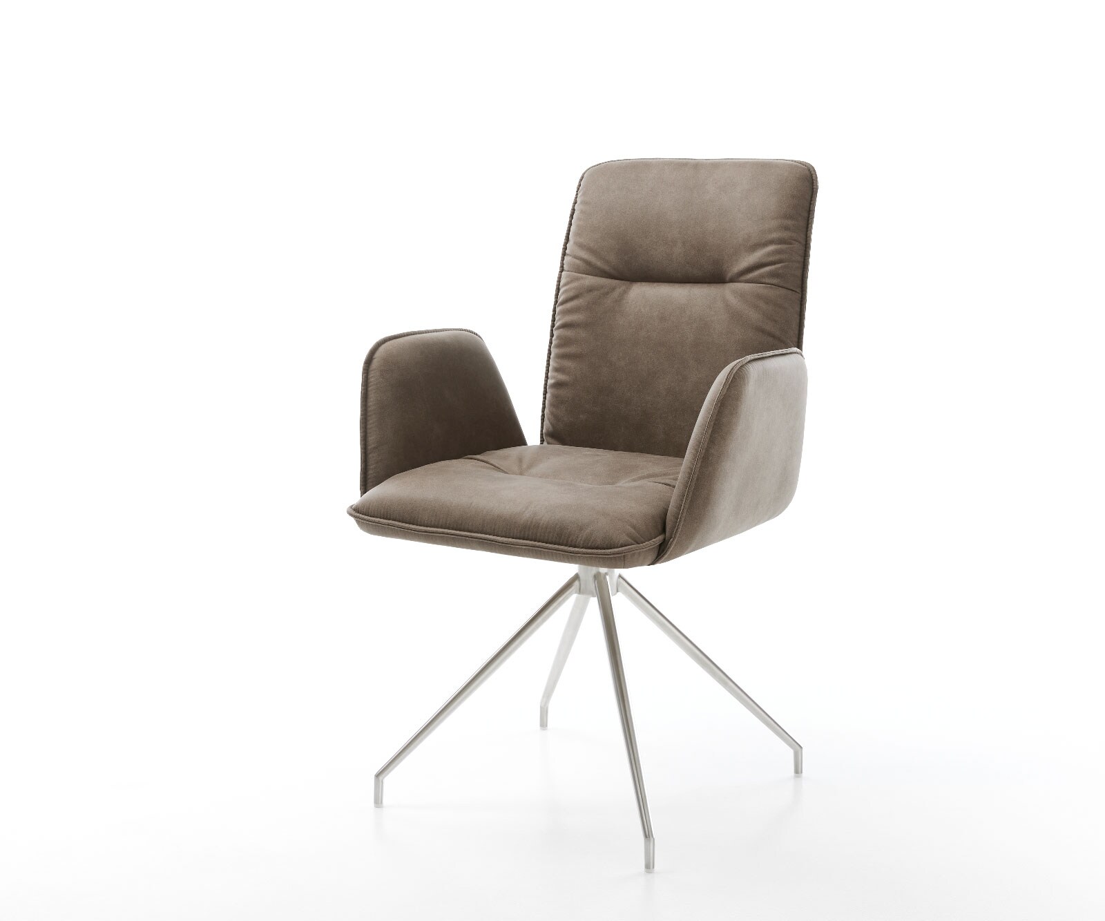Drehstuhl Vinja-Flex Taupe Vintage Kreuzgestell konisch Edelstahl 180° drehbar