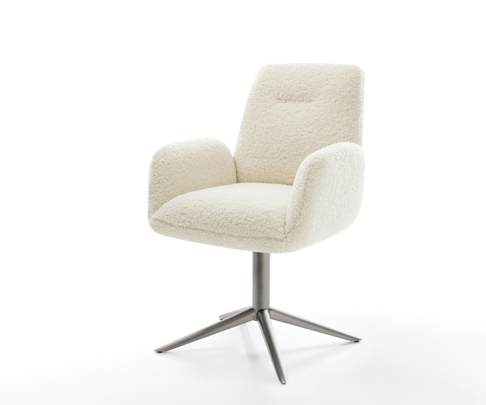 Drehstuhl Zoa-Flex Teddystoff Beige Fußkreuz Graphit 360° drehbar Wippfunktion Taschenfederkern