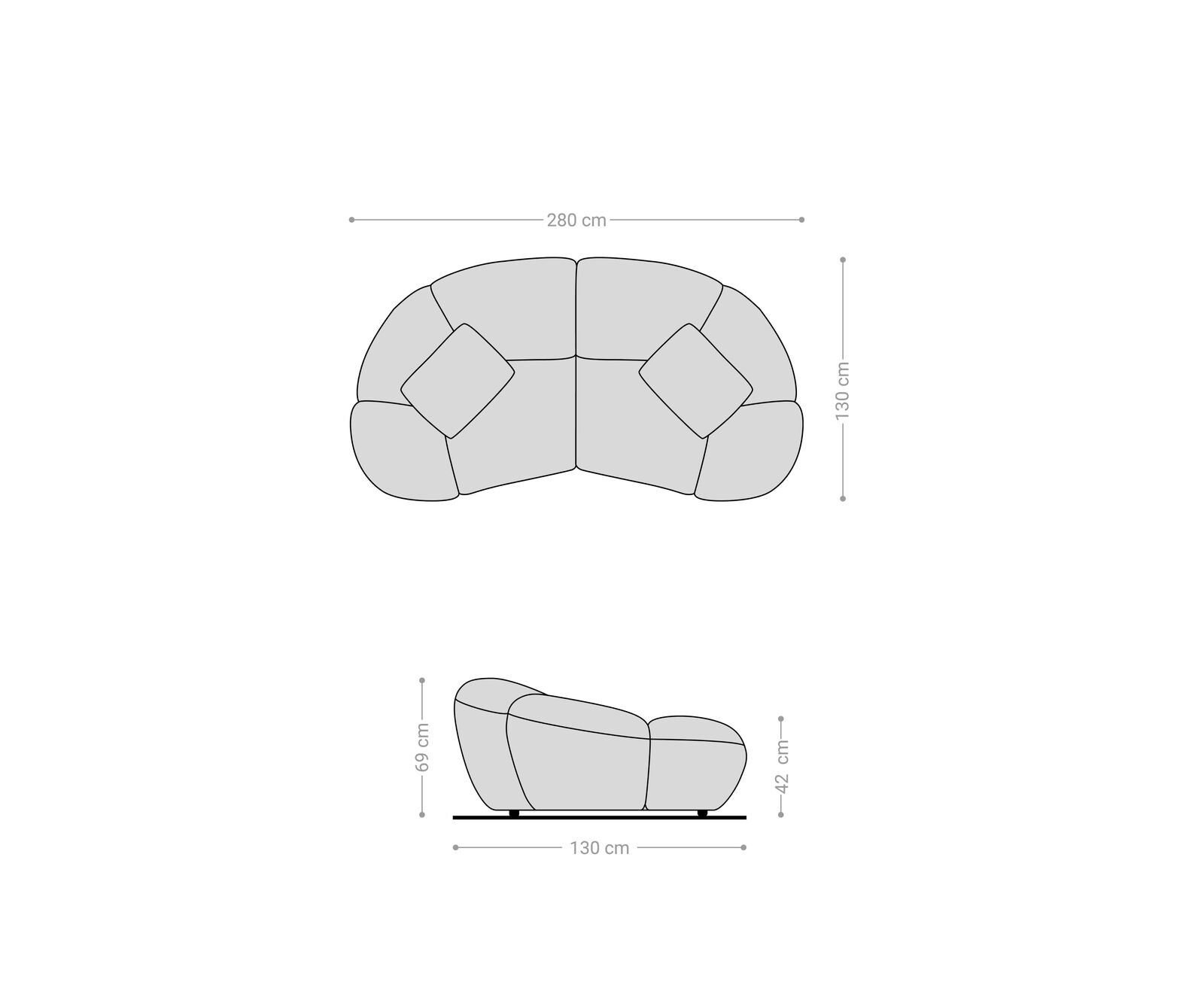 2-Sitzer Lunna 280x170 cm Bouclé Soft Beige 2 Kissen 6