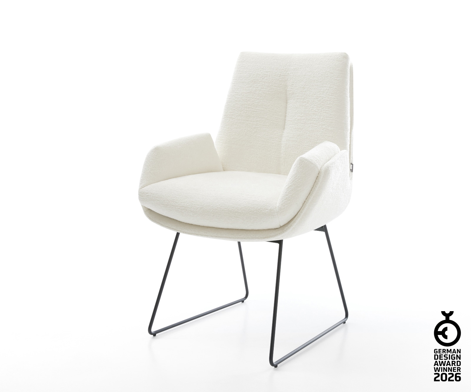 Esszimmerstuhl Clea-Flex Bouclé Soft Beige Kufengestell Schwarz
