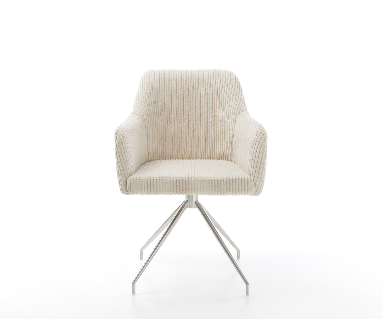 Esszimmerstuhl Greg-Flex Cord Beige Kreuzgestell konisch Edelstahl Taschenfederkern 2