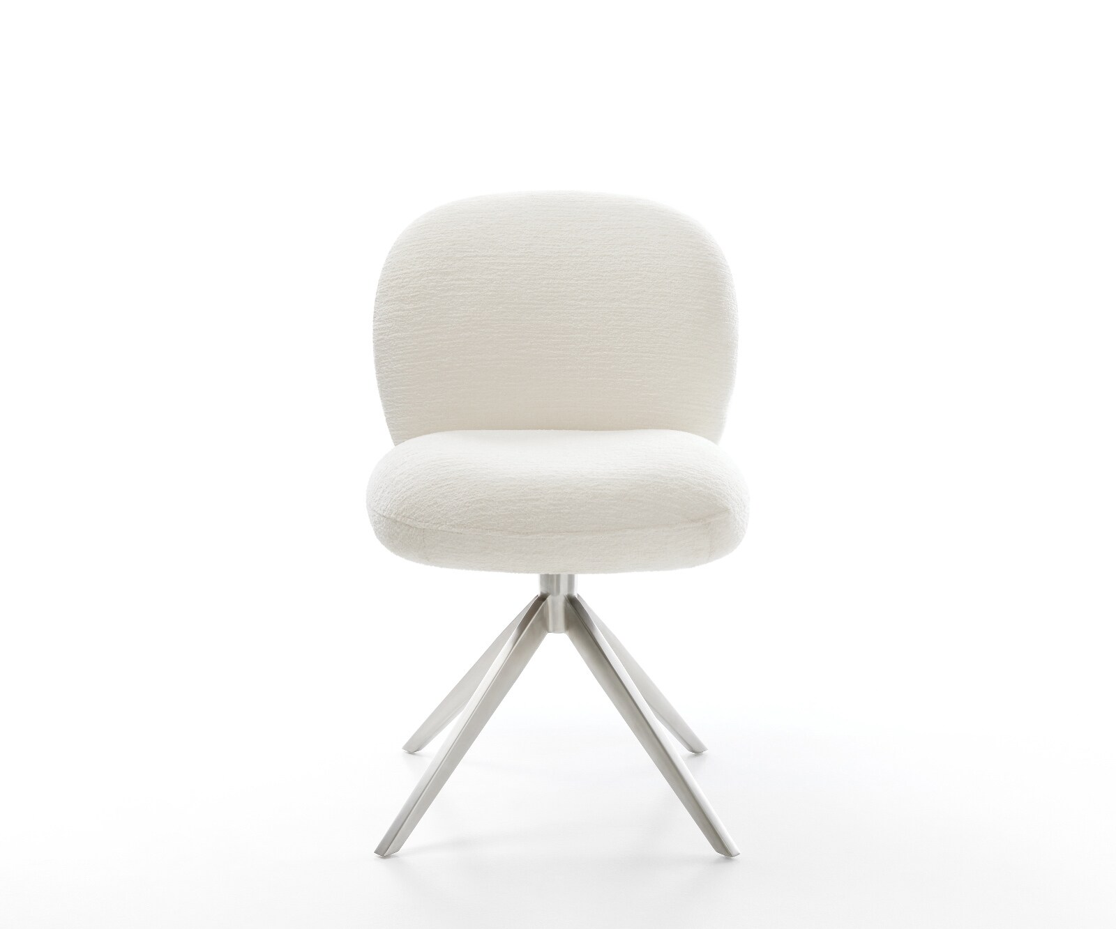 Drehstuhl Nube-Flex Bouclé Soft Beige Kreuzgestell breit Edelstahl 360° drehbar Wippfunktion Taschenfederkern 2