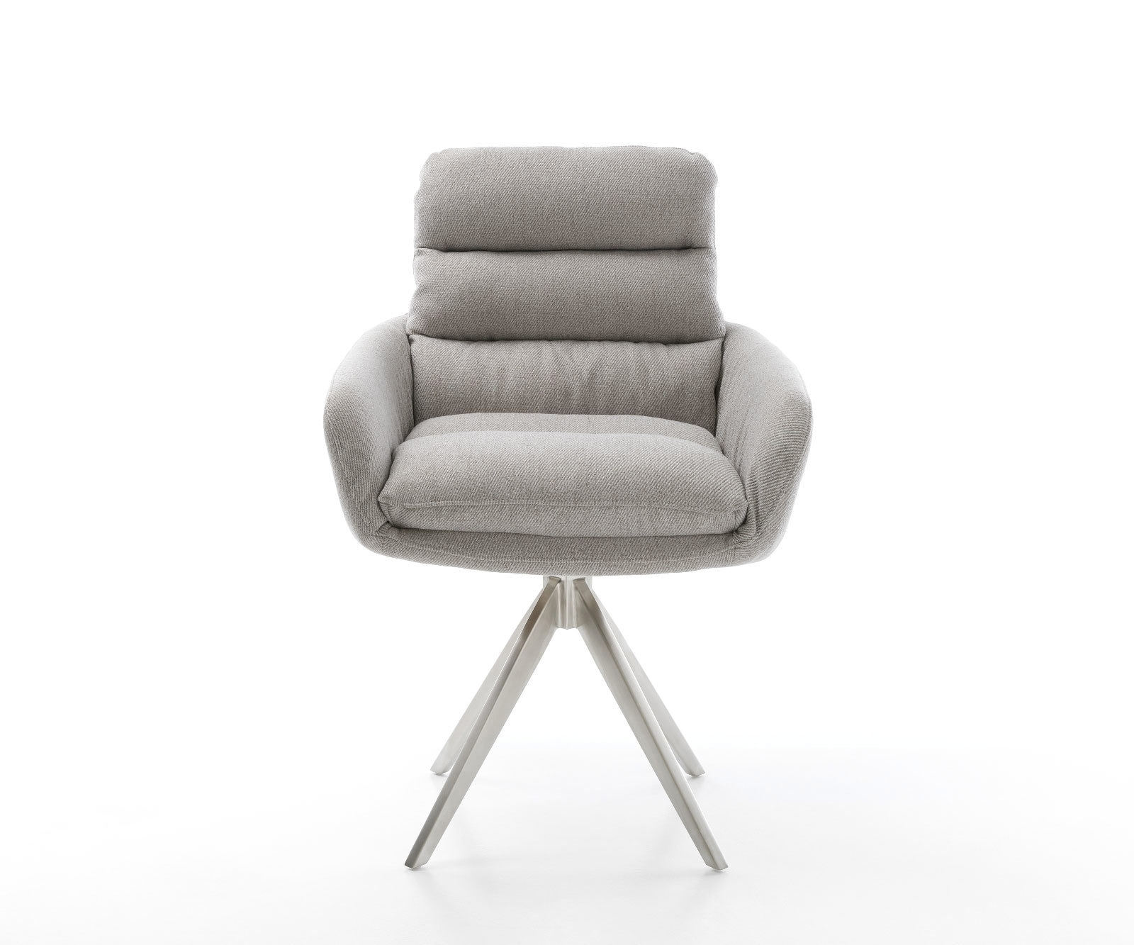 Esszimmerstuhl Abelia-Flex mit Armlehnen Stripes Hellgrau Kreuzgestell kantig Edelstahl 1 Esszimmerstuhl Abelia-Flex mit Armlehnen Stripes Hellgrau Kreuzgestell kantig Edelstahl 1