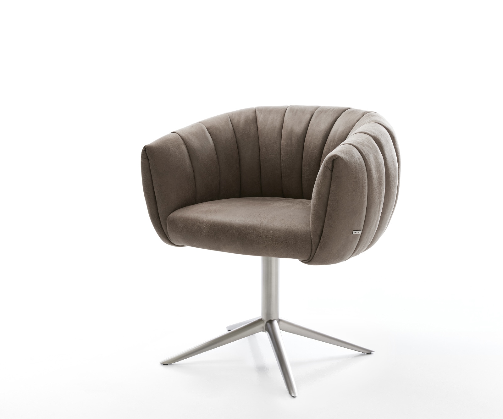 Drehstuhl Jada-Flex Mikrofaser Taupe Vintage Fußkreuz Edelstahl 360° drehbar Wippfunktion Taschenfederkern