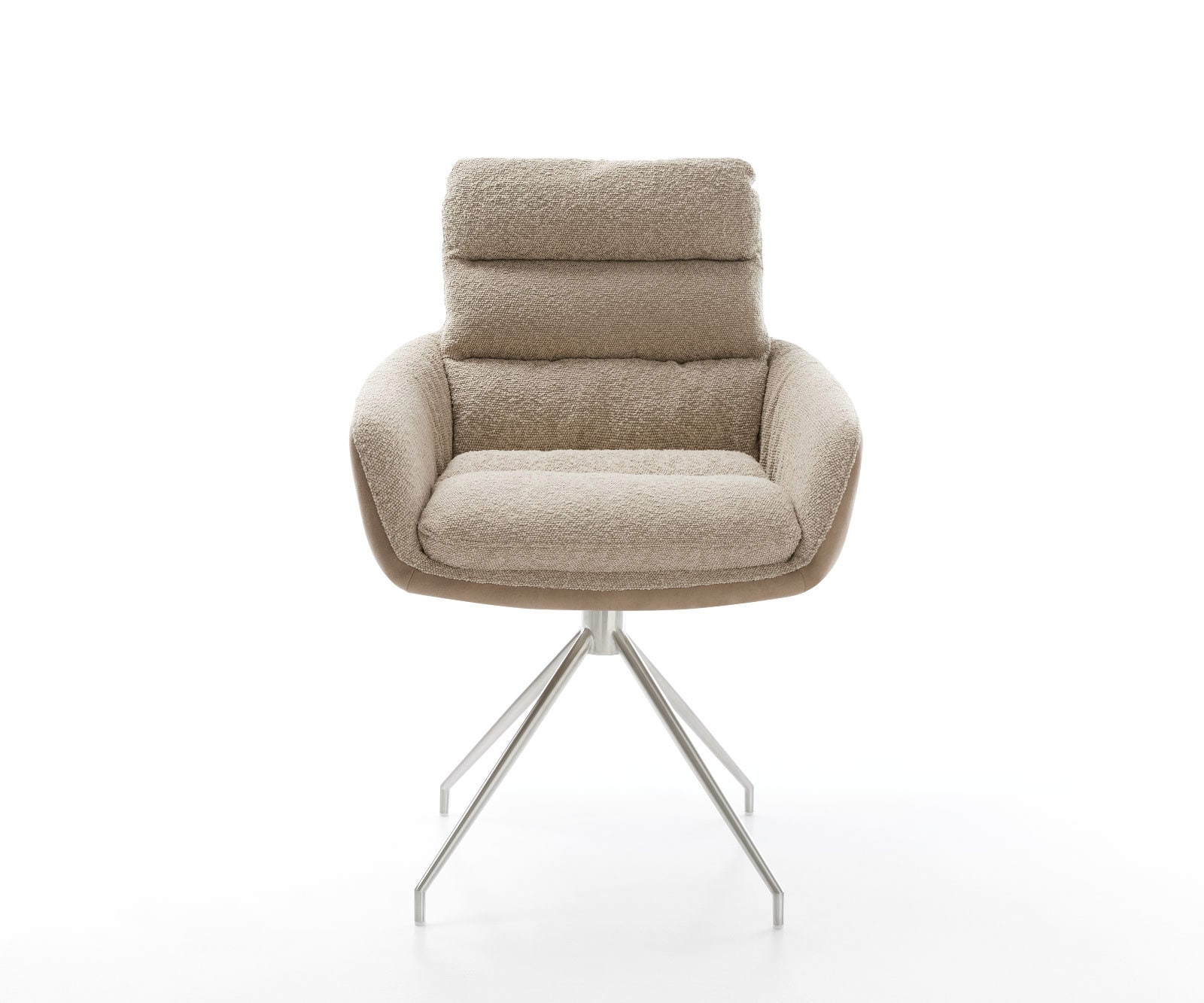 Drehstuhl Abelia-Flex mit Armlehnen Materialmix Schlamm Kreuzgestell konisch Edelstahl 180° drehbar 1 Drehstuhl Abelia-Flex mit Armlehnen Materialmix Schlamm Kreuzgestell konisch Edelstahl 180° drehbar 1