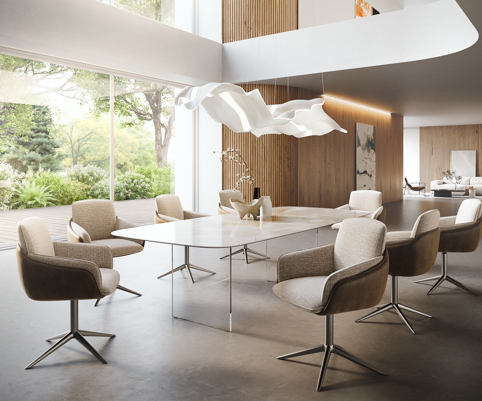 Esstisch Edge Boot 270x120 cm Keramik Iris FMG Onice Grigio Gestell Glas 7