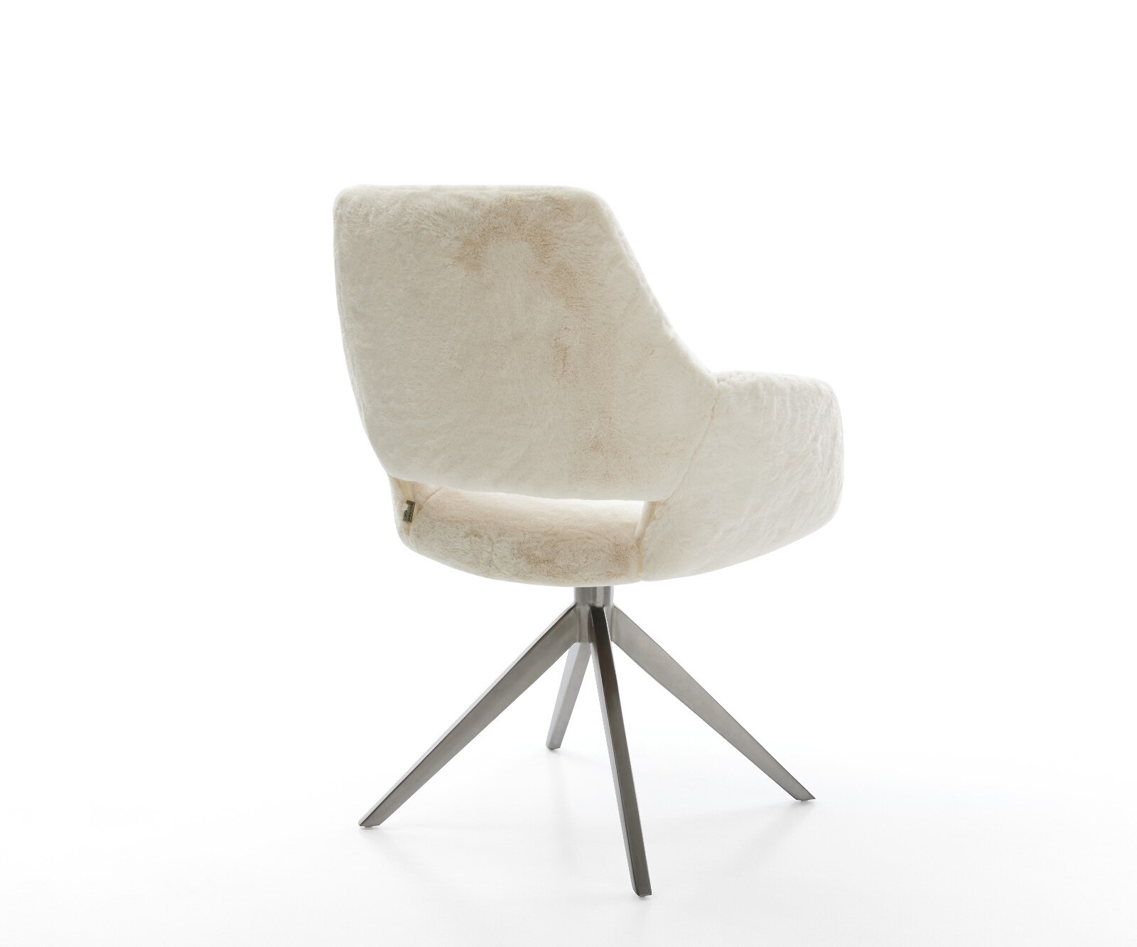 Drehstuhl Yago-Flex mit Armlehnen Plüsch Creme-Weiß Kreuzgestell breit Graphit 360° drehbar Wippfunktion Taschenfederkern 5