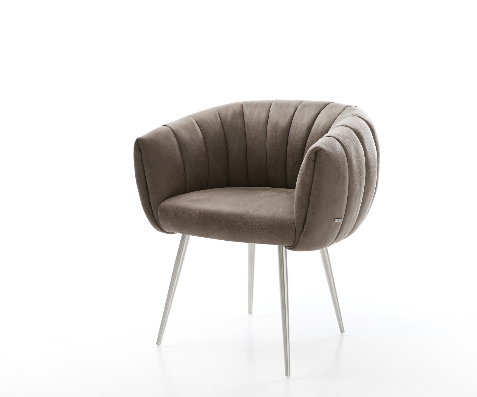 Esszimmerstuhl Jada-Flex Mikrofaser Taupe Vintage 4-Fuß konisch Edelstahl Taschenfederkern