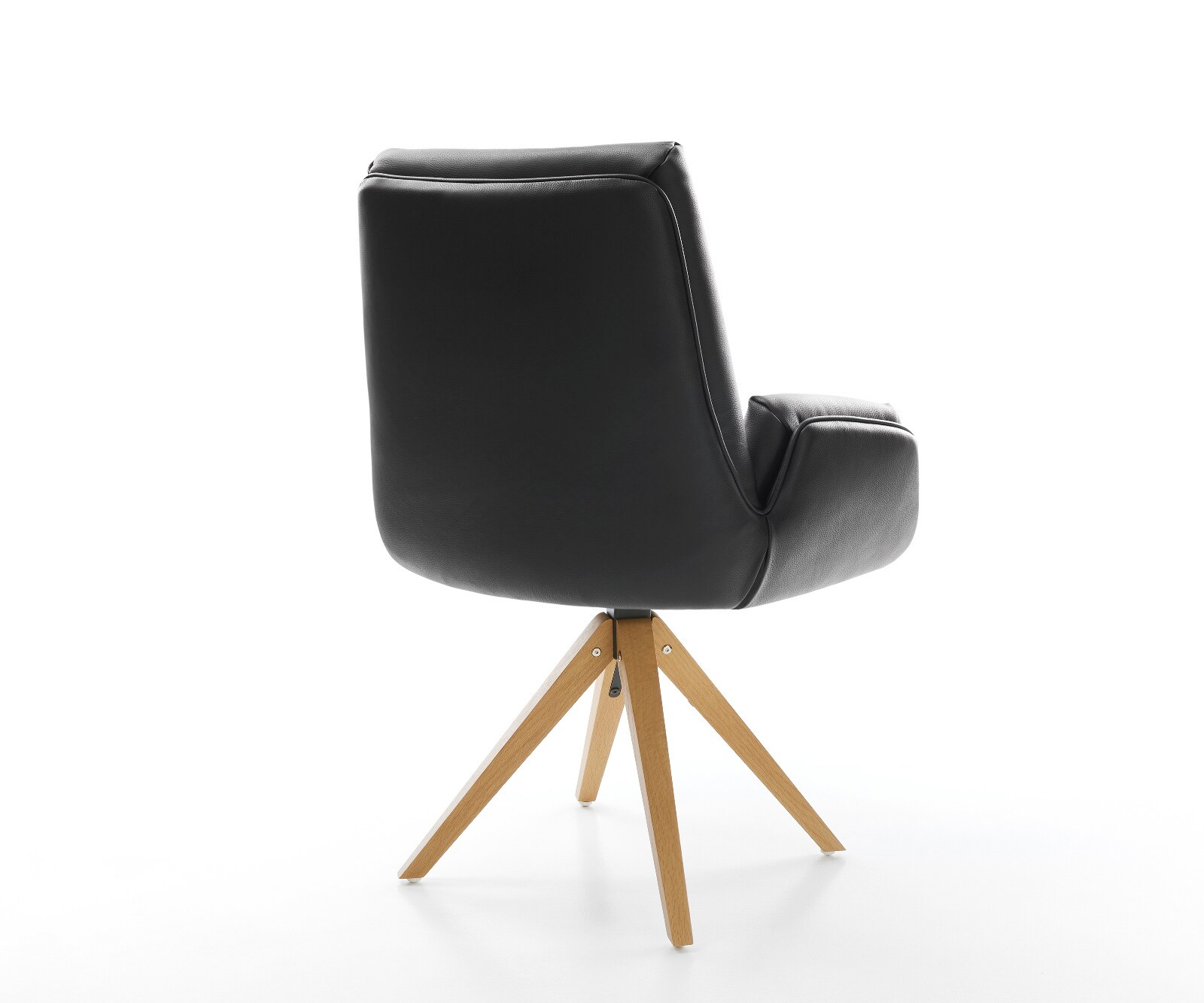 Drehstuhl Clea-Flex Echt-Leder Schwarz Holzgestell kantig Natur 360° drehbar 5