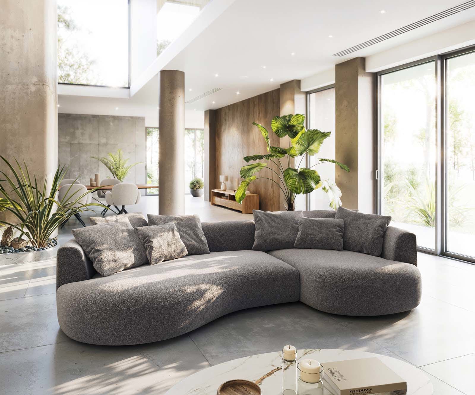 Sofa Edina 330x170 cm Bouclé Silbergrau Sofa Edina 330x170 cm Bouclé Silbergrau