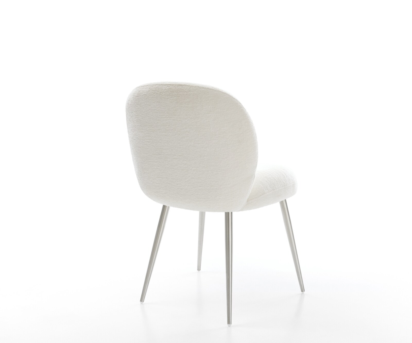 Esszimmerstuhl Nube-Flex Bouclé Soft Beige 4-Fuß konisch Edelstahl Taschenfederkern 5