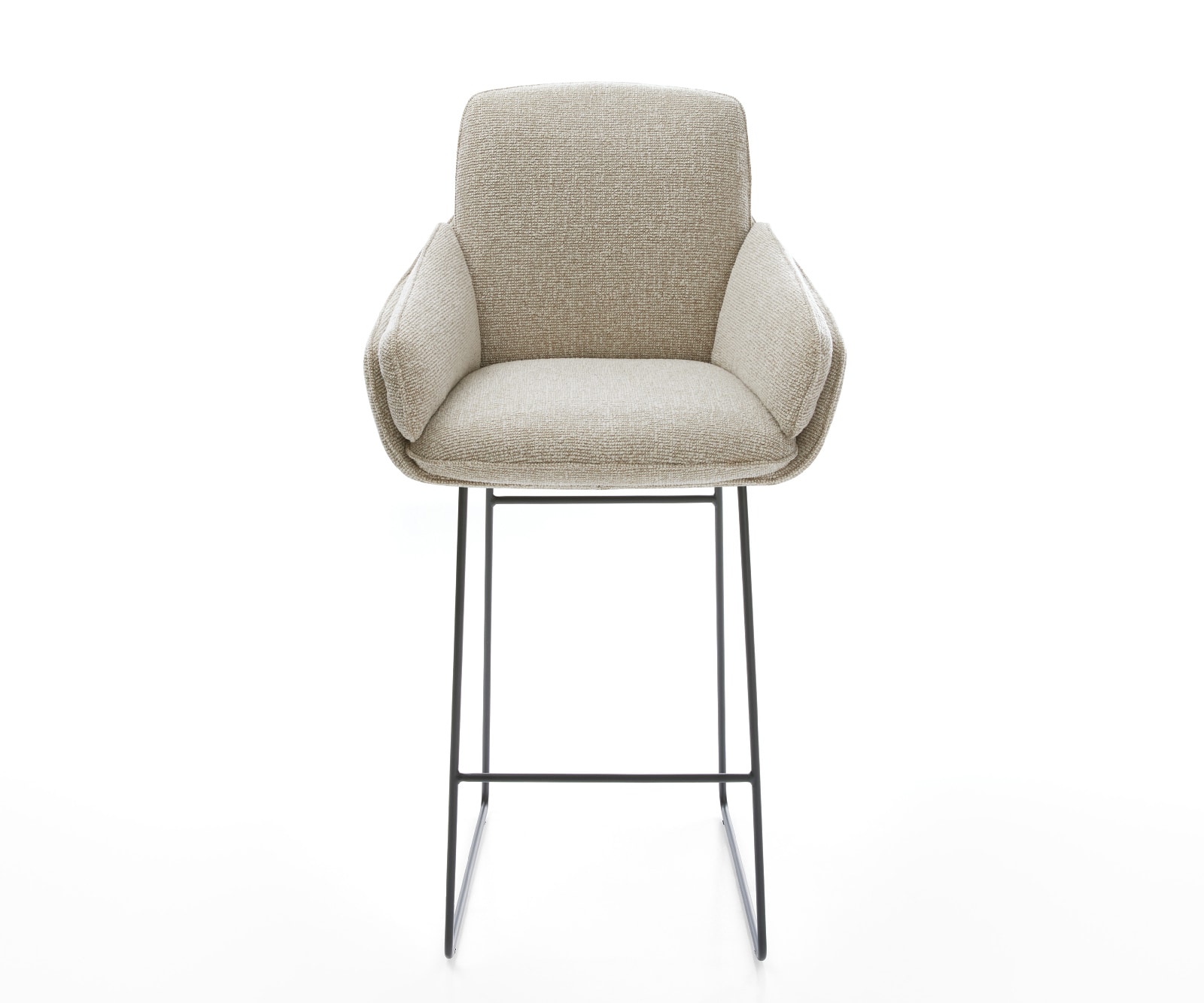 Barstuhl Luan-Flex Webstoff Soft Beige Kufengestell Metall Schwarz 1