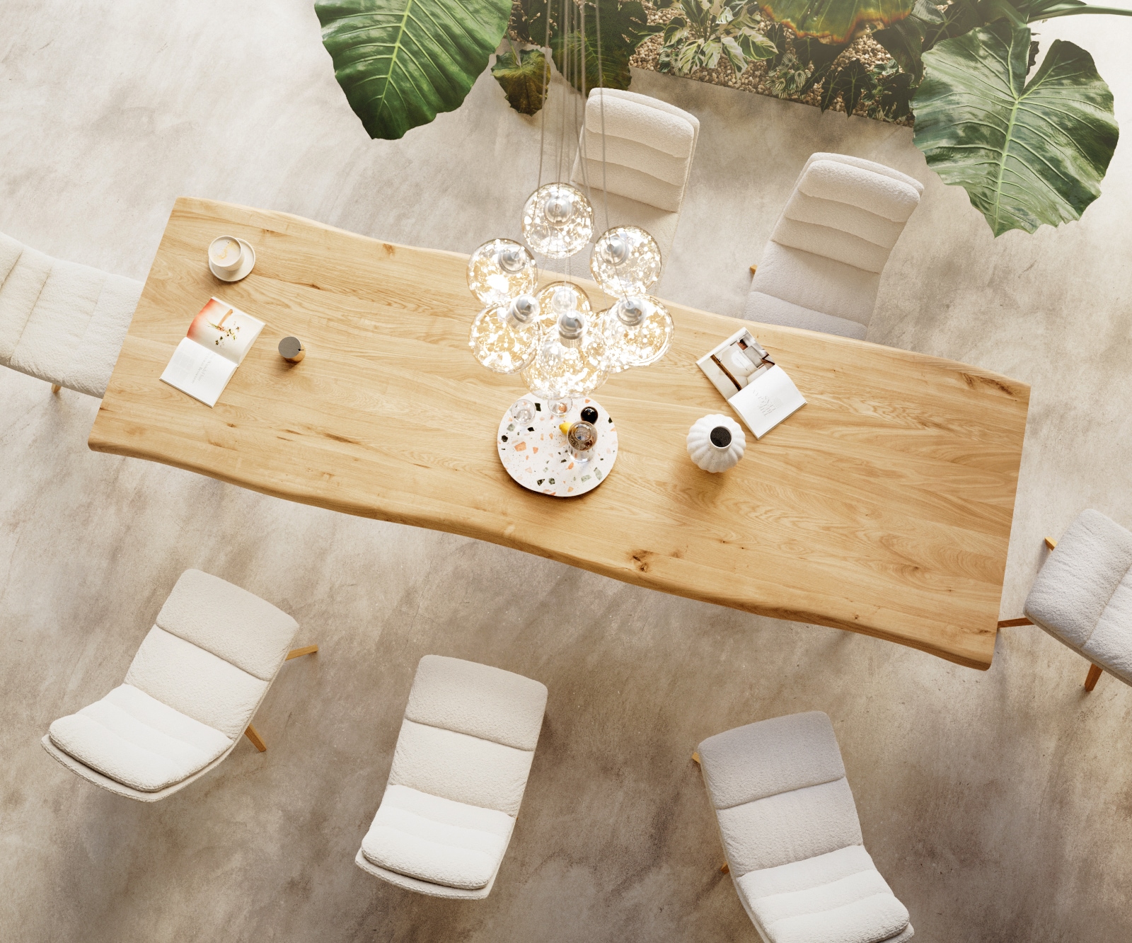 Esstisch Edge 300x100 Eiche Natur Spider Flachstahl Edelstahl Live-Edge 7