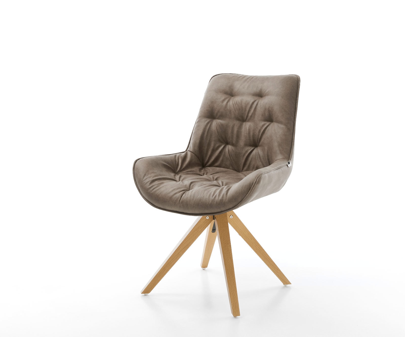 Esszimmerstuhl Taimi-Flex Mikrofaser Taupe Vintage Holzgestell kantig Natur 360° drehbar