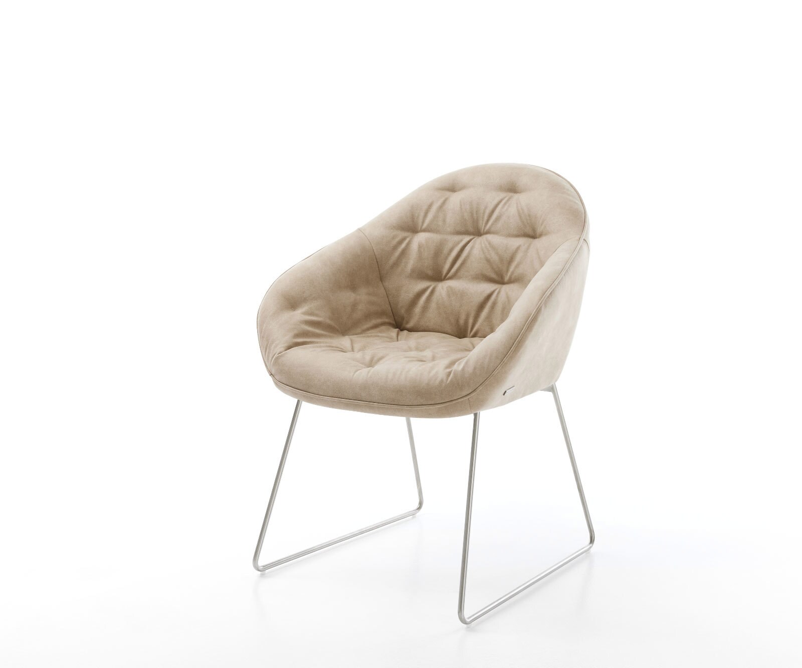 Esszimmerstuhl Gaio-Flex Mikrofaser Beige Vintage Kufengestell Edelstahl