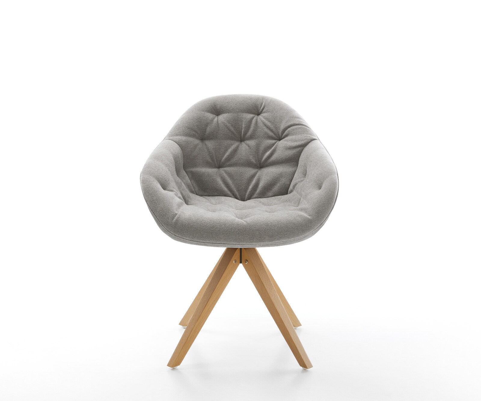 Drehstuhl Gaio-Flex Strukturstoff Soft Grau Holzgestell kantig Natur 180° drehbar 2