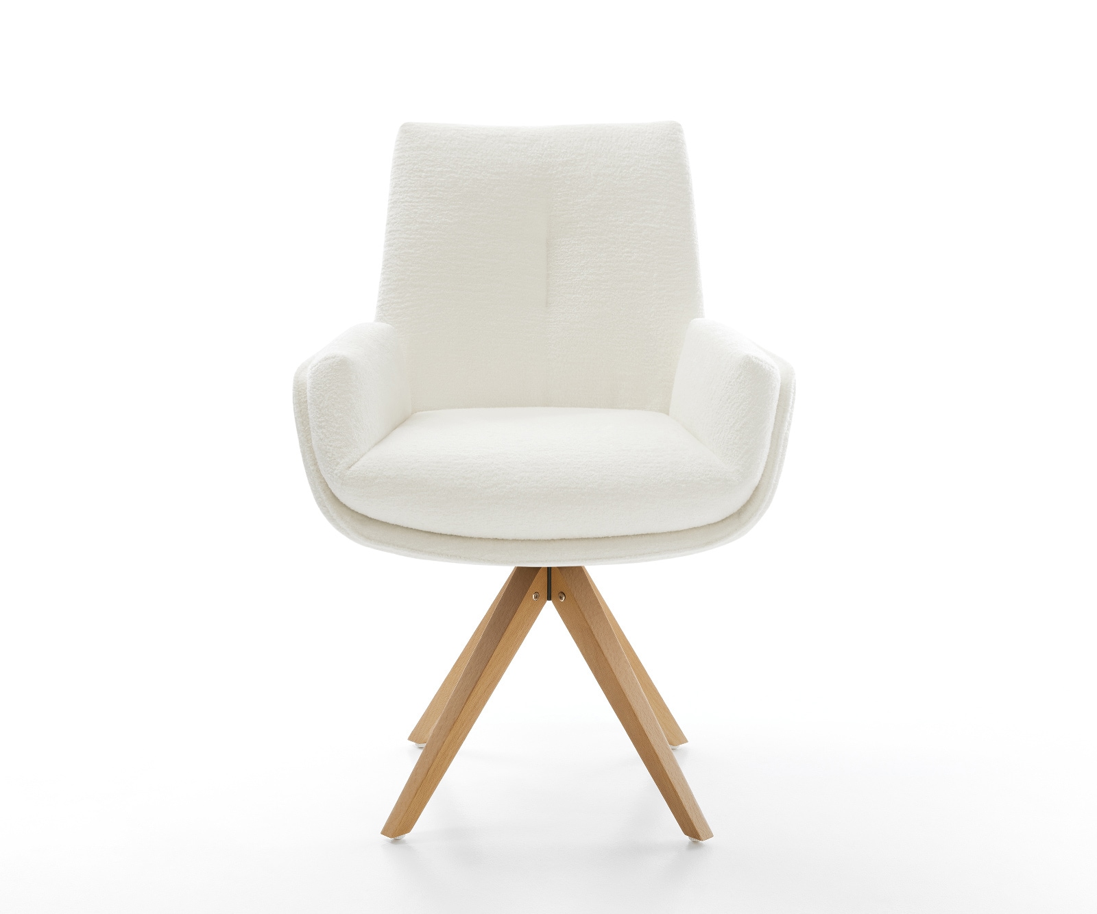 Drehstuhl Clea-Flex Bouclé Soft Beige Holzgestell kantig Natur 180° drehbar 2