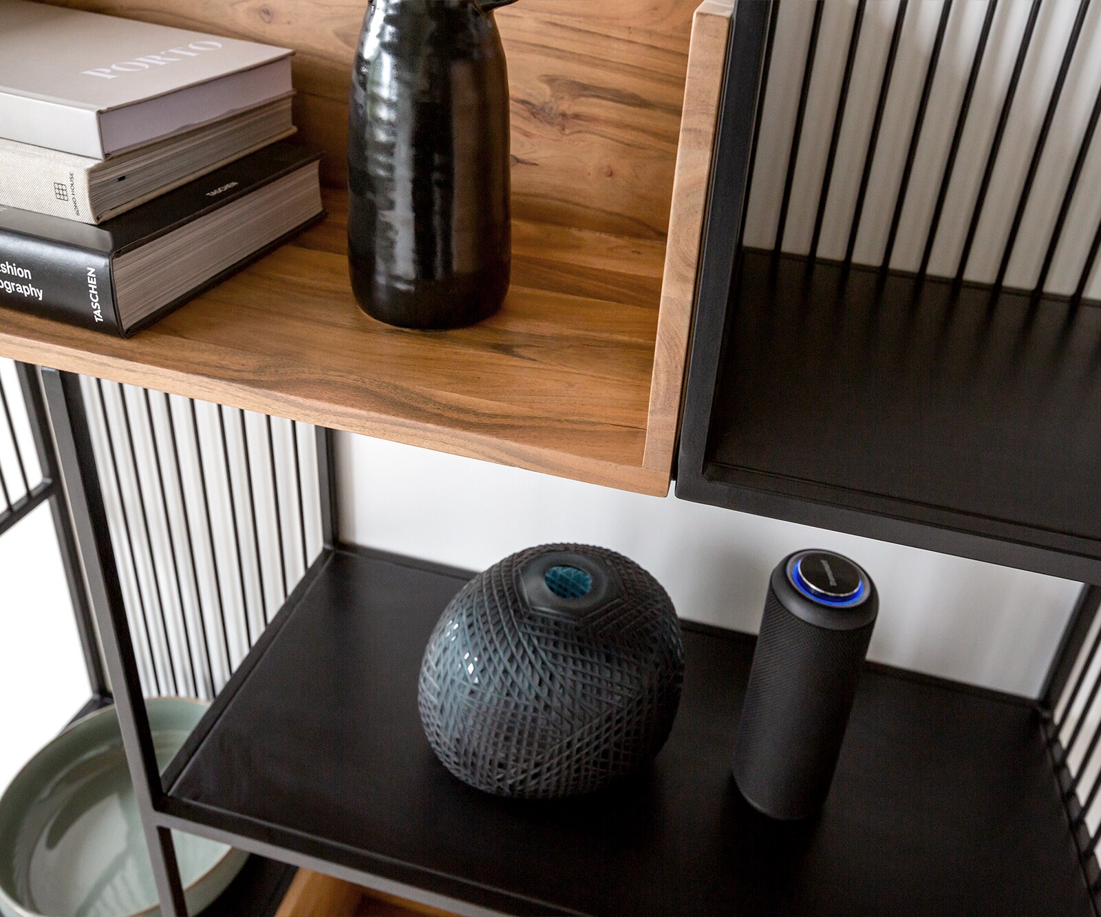 Bücherregal Lukeo 115x200 cm Akazie Natur Metall Schwarz 3