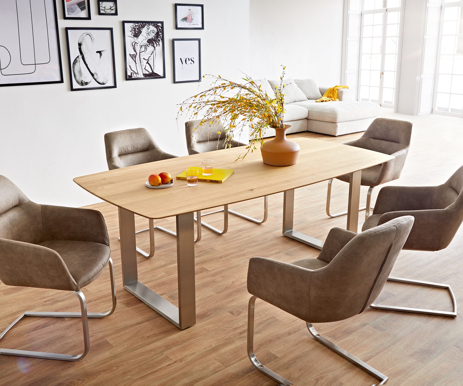 Esstisch Edge Boot 200x100x2,5-3 Eiche Natur Edelstahl Schmal Schweizer Kante 5 Esstisch Edge Boot 200x100x2,5-3 Eiche Natur Edelstahl Schmal Schweizer Kante 5