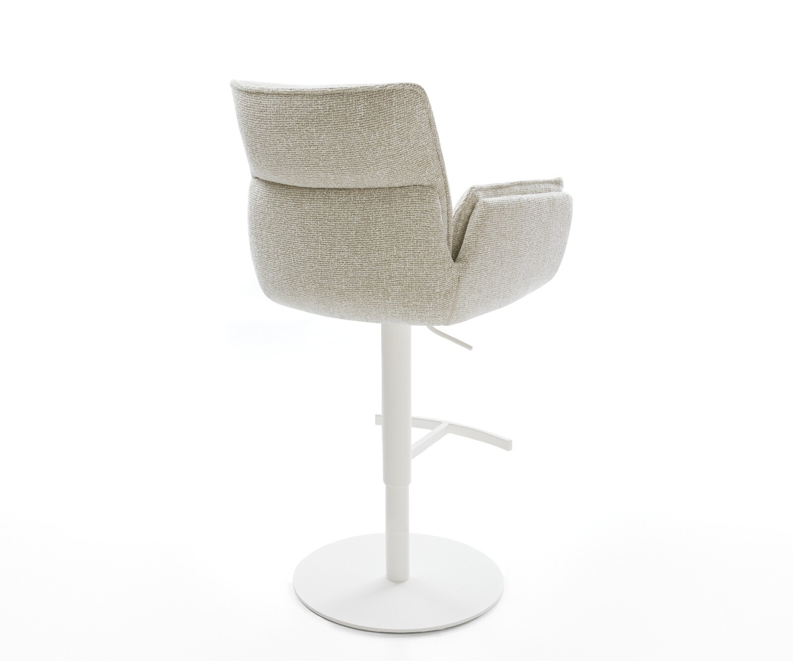 Barstuhl Nela-Flex Webstoff Soft Beige Drehfuß höhenverstellbar Metall Weiß 5