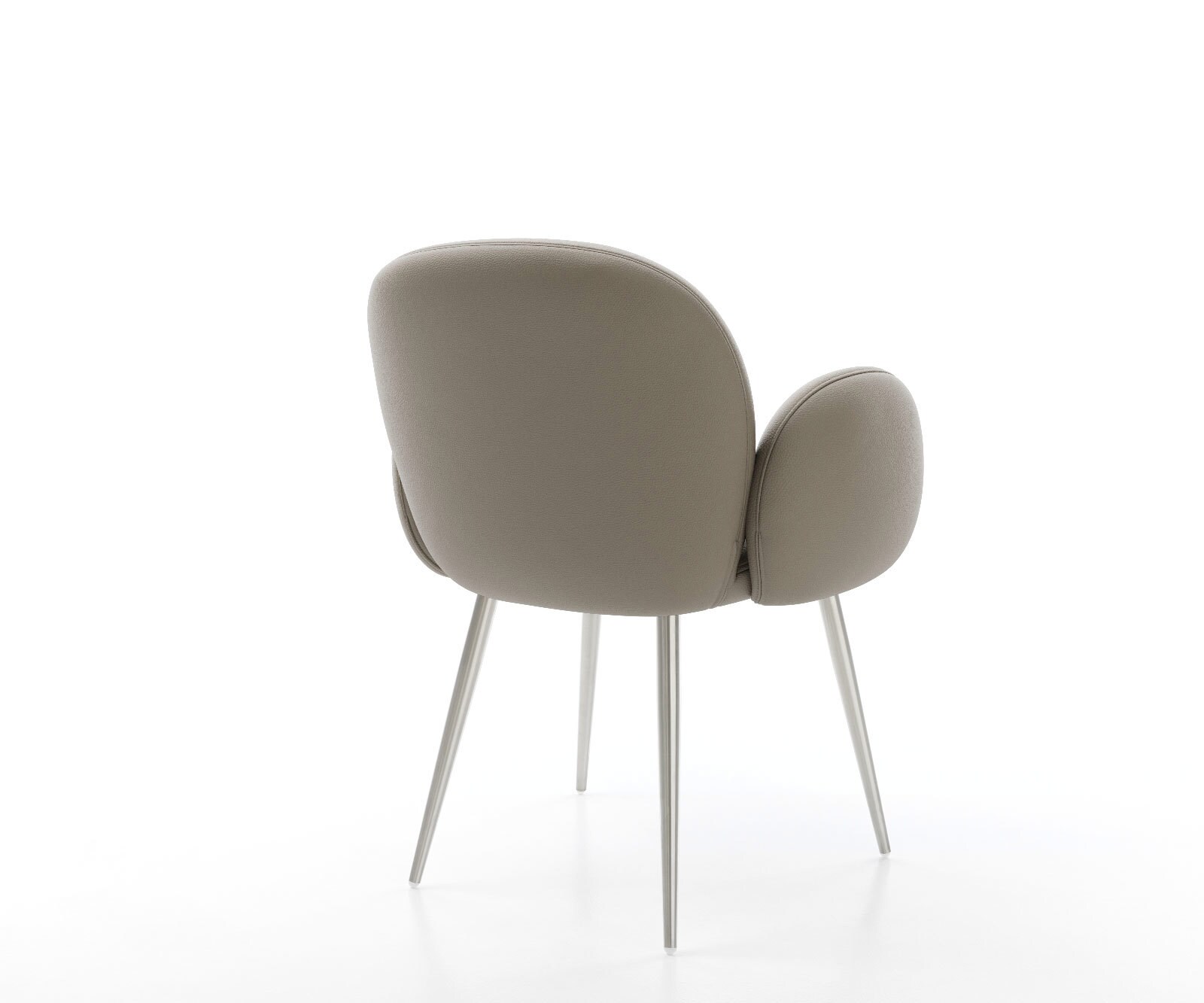 Esszimmerstuhl Nube-Flex mit Armlehnen Echt-Leder Schlamm 4-Fuß konisch Edelstahl Taschenfederkern 5