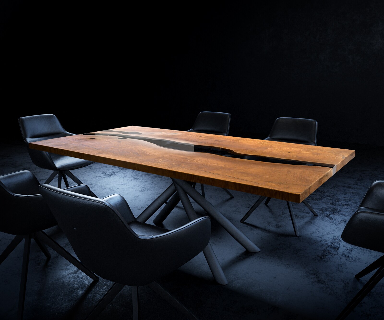 Tischplatte Esche Braun 200 cm Epoxid Schwarz-Transparent Unikat Nr. 32330 3