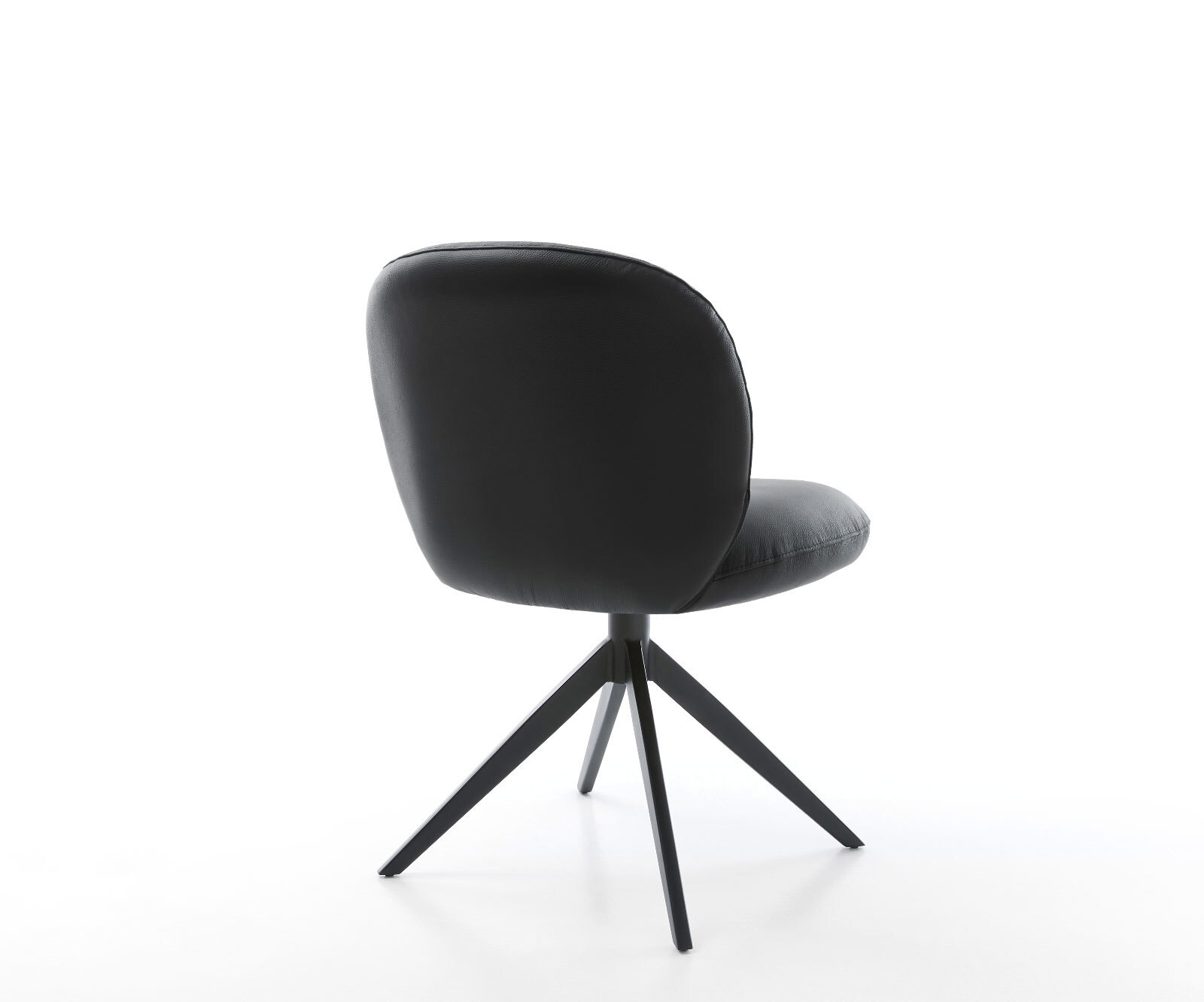 Drehstuhl Nube-Flex Echt-Leder Schwarz Kreuzgestell breit Schwarz 360° drehbar Wippfunktion Taschenfederkern 4