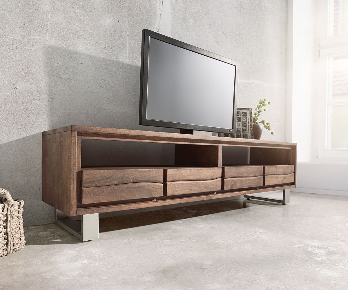 Fernsehtisch Live-Edge Akazie 190 cm mit Schubkästen Baumkante 1