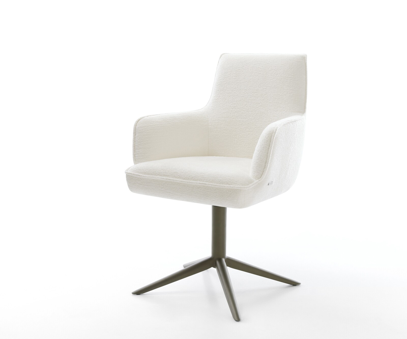 Drehstuhl Heira-Flex mit Armlehnen Bouclé Soft Beige Fußkreuz Effektfinish Titan 360° drehbar Wippfunktion Taschenfederkern 1