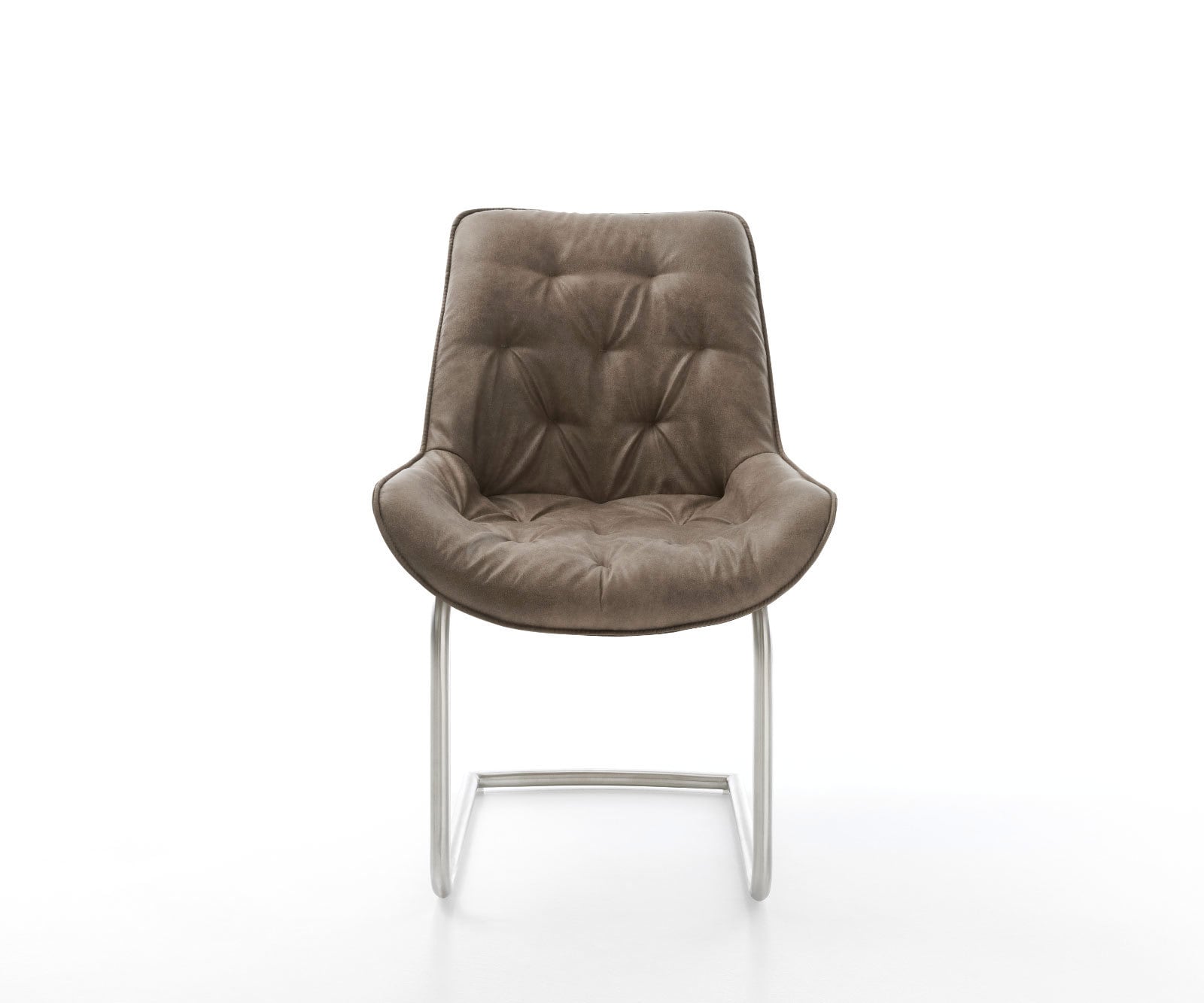 Freischwinger Taimi-Flex Mikrofaser Taupe Vintage Freischwinger rund Edelstahl 2 Freischwinger Taimi-Flex Mikrofaser Taupe Vintage Freischwinger rund Edelstahl 2