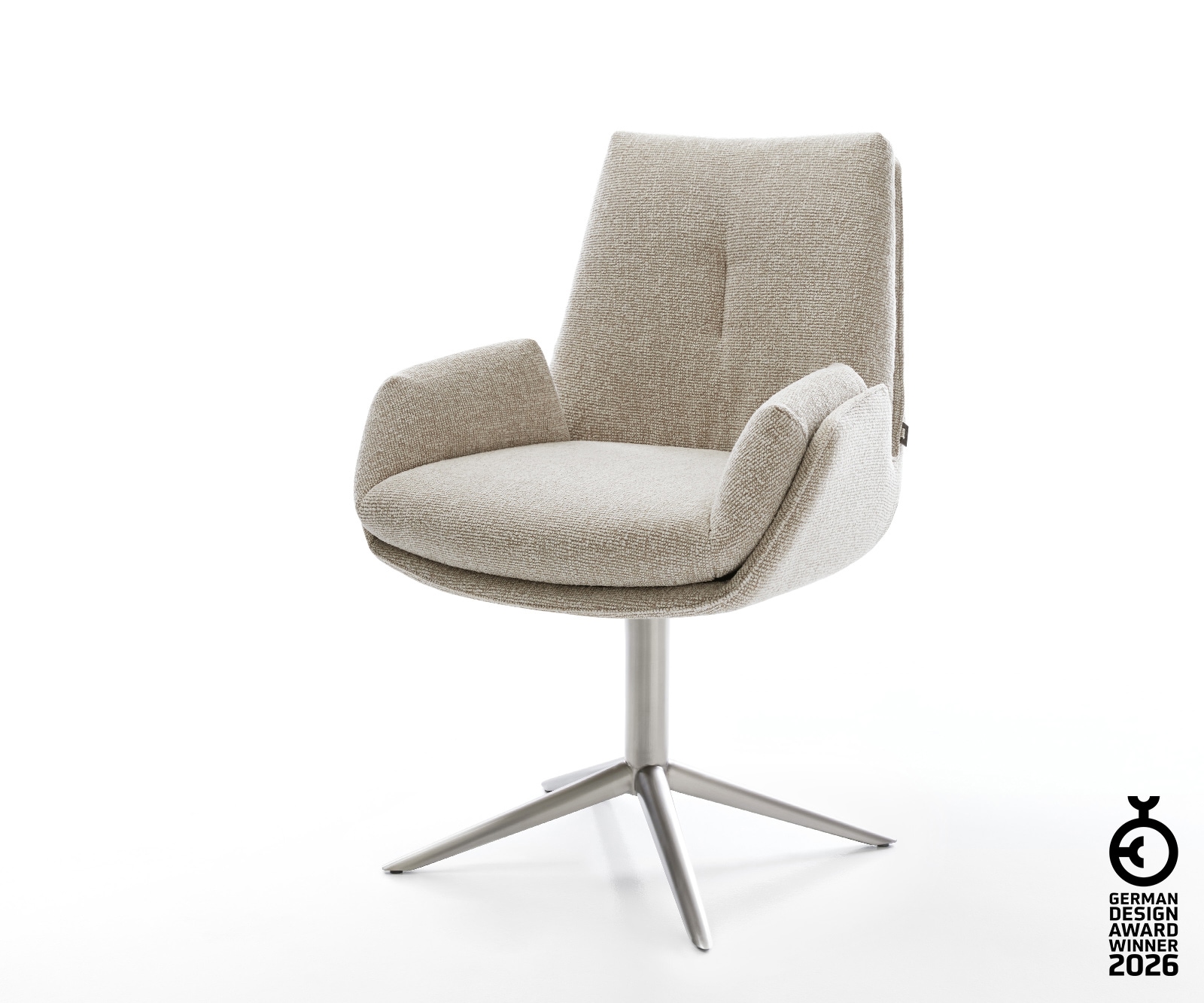 Drehstuhl Clea-Flex Webstoff Soft Beige Fußkreuz Edelstahl 360° drehbar Wip günstig online kaufen