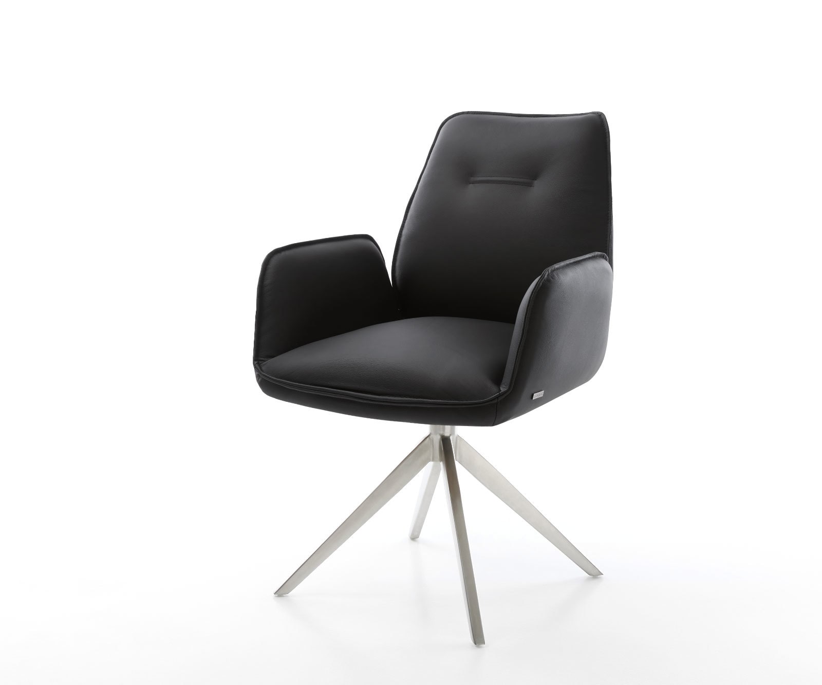 Drehstuhl Zoa-Flex Echt-Leder Schwarz Kreuzgestell breit Edelstahl 360° drehbar Wippfunktion Taschenfederkern Drehstuhl Zoa-Flex Echt-Leder Schwarz Kreuzgestell breit Edelstahl 360° drehbar Wippfunktion Taschenfederkern