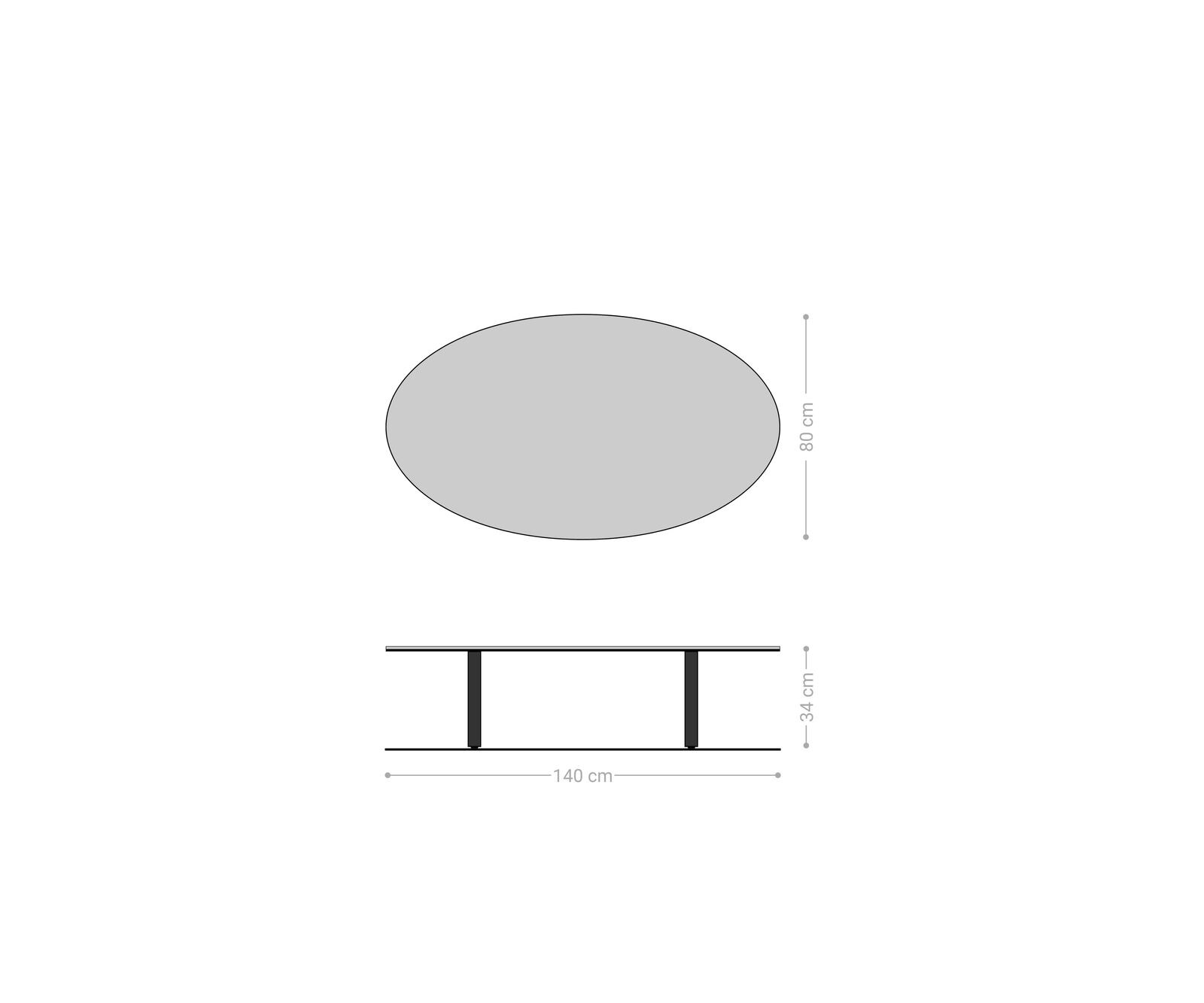 Couchtisch Edge Oval 140x80 cm Keramik Emperador Extra Lucidato Dunkelbraun Lumia Acryl 7