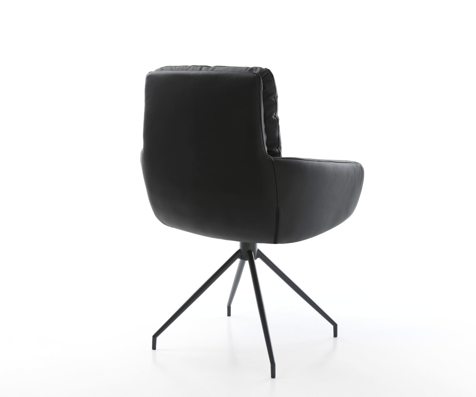 Esszimmerstuhl Abelia-Flex mit Armlehnen Echt-Leder Schwarz Kreuzgestell konisch Schwarz 5