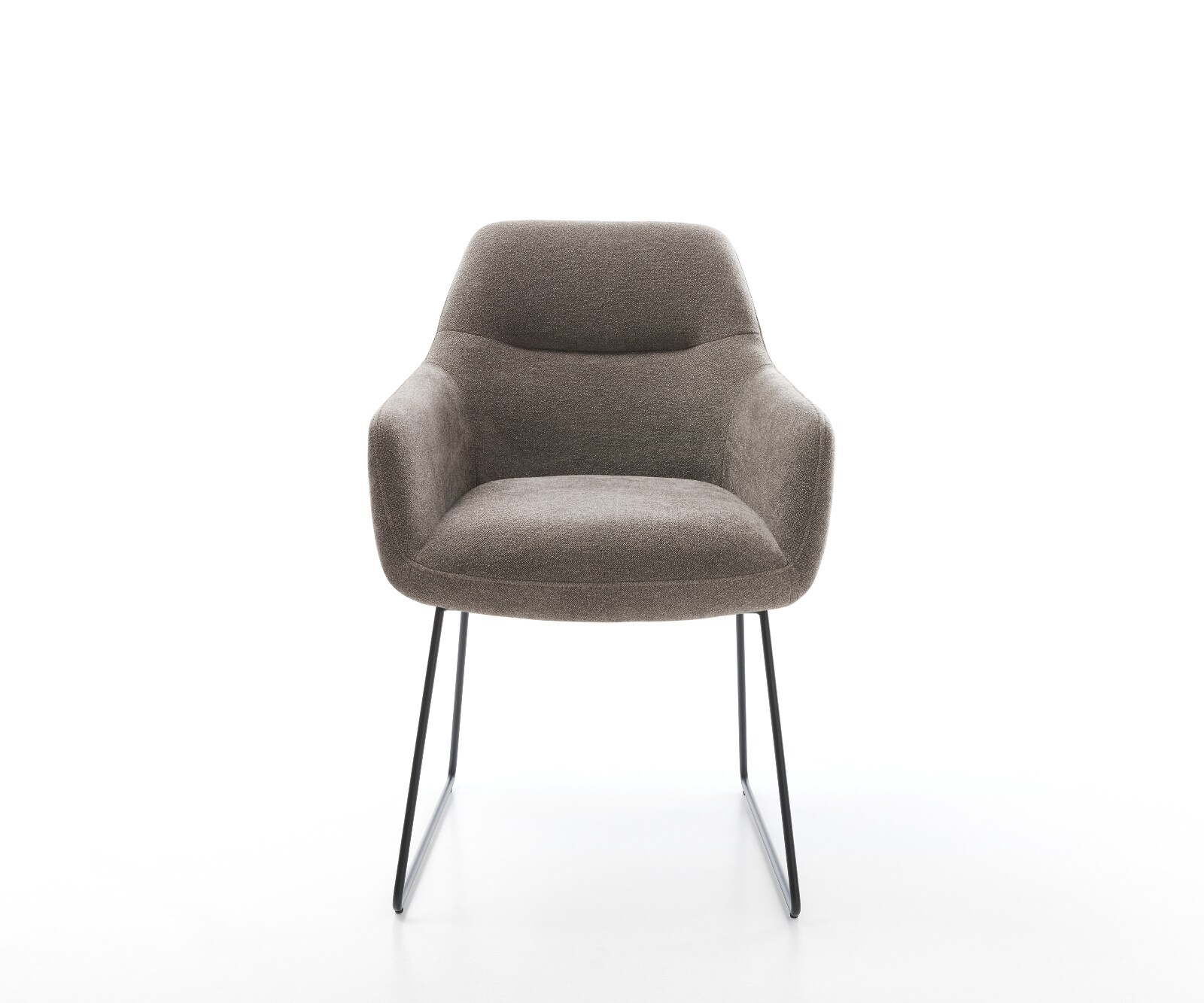 Esszimmerstuhl Pejo-Flex Strukturstoff Soft Taupe Kufengestell Schwarz Taschenfederkern 1