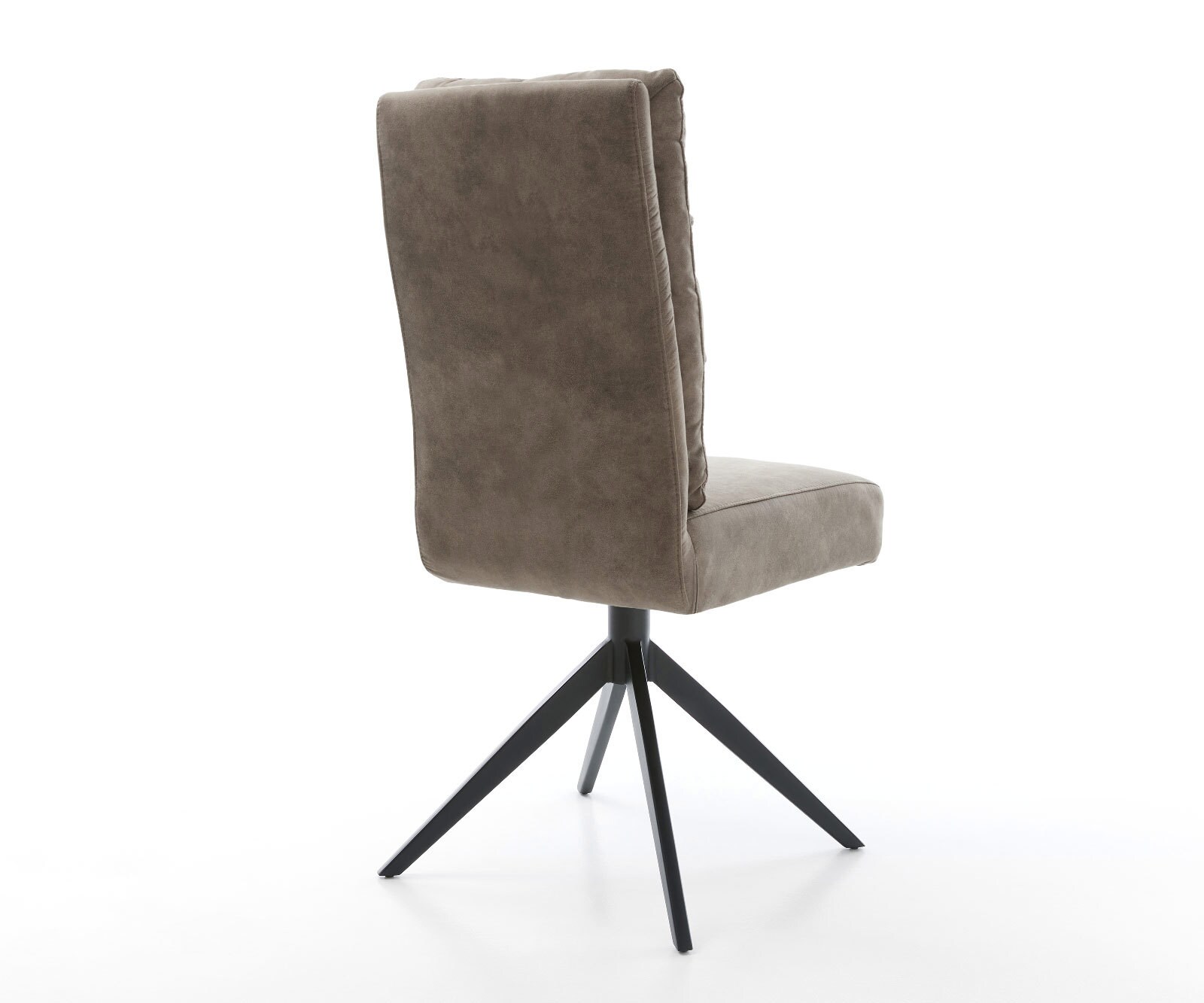 Drehstuhl Pela-Flex Mikrofaser Taupe Vintage Kreuzgestell breit Schwarz 360° drehbar Wippfunktion Taschenfederkern 4
