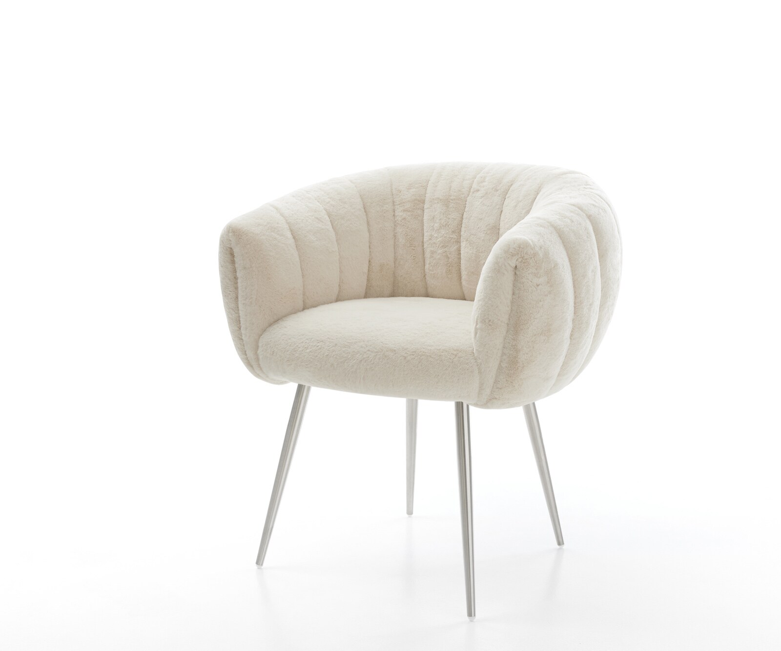 Esszimmerstuhl Jada-Flex Plüsch Creme-Weiß 4-Fuß konisch Edelstahl Taschenfederkern