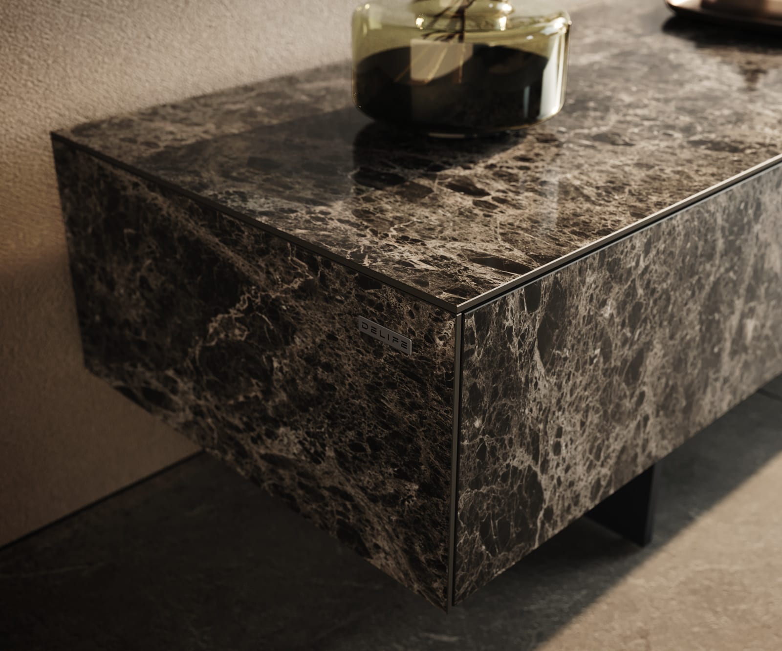 Lowboard Cuor 150 cm Keramik Emperador Extra Lucidato Dunkelbraun 1 Klappe 1 Schubfach Fuß Schwebeoptik Metall Schwarz 5 Lowboard Cuor 150 cm Keramik Emperador Extra Lucidato Dunkelbraun 1 Klappe 1 Schubfach Fuß Schwebeoptik Metall Schwarz 5