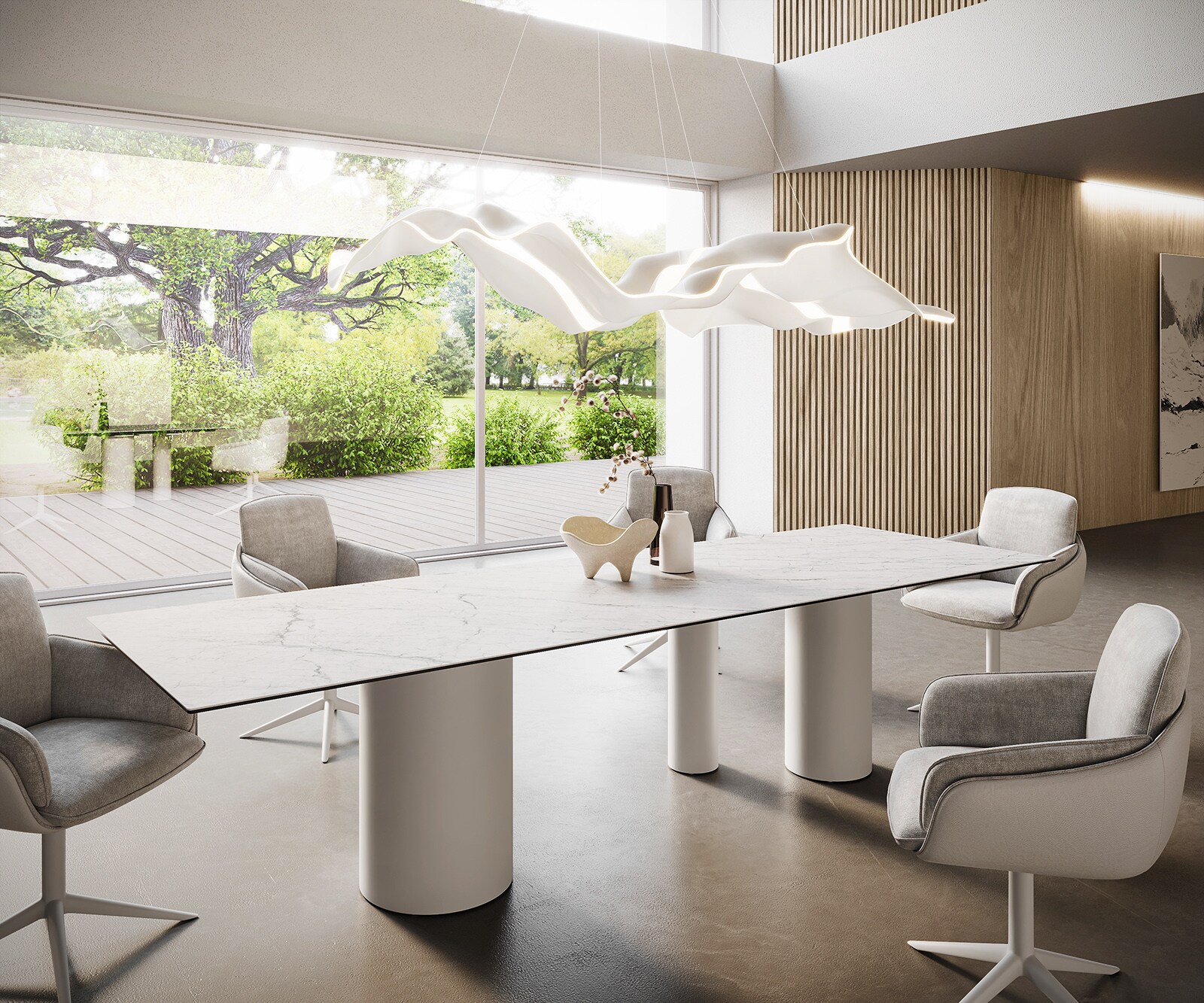 Esstisch Edge 300x100 Keramik Laminam®Statuarietto Weiß Troa Metall Weiß günstig online kaufen