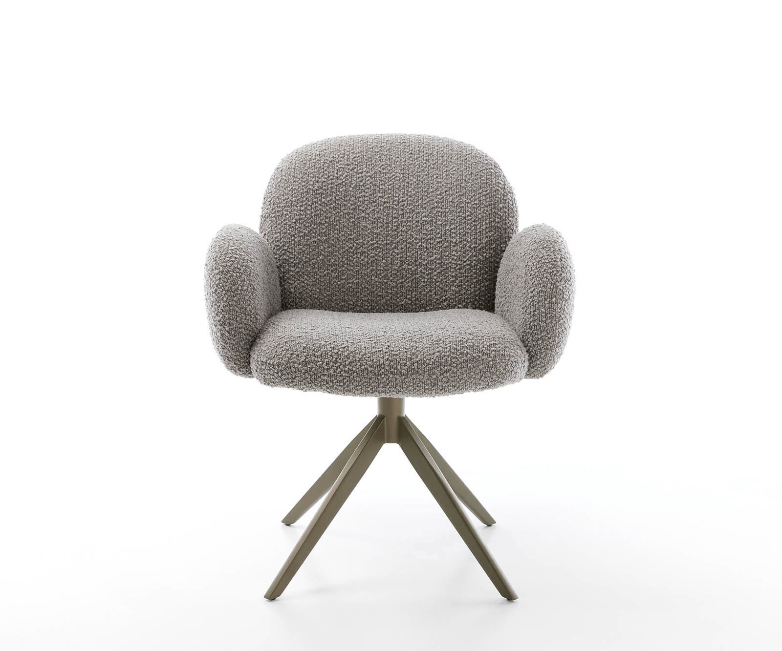 Drehstuhl Nube-Flex mit Armlehnen Bouclé Silbergrau Kreuzgestell breit Effektfinish Titan 360° drehbar Taschenfederkern 1