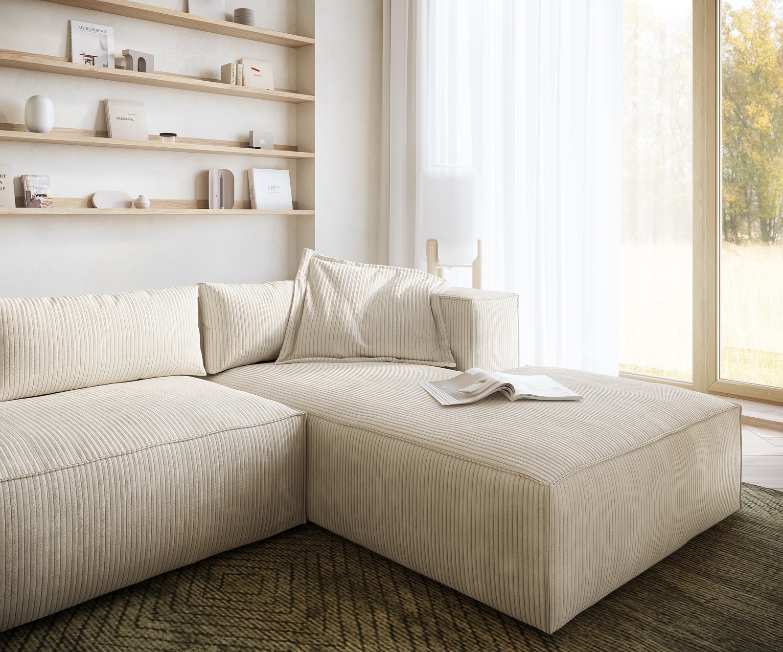 Eckcouch Brom 260x175 cm Cord Beige Recamiere rechts 5 Eckcouch Brom 260x175 cm Cord Beige Recamiere rechts 5