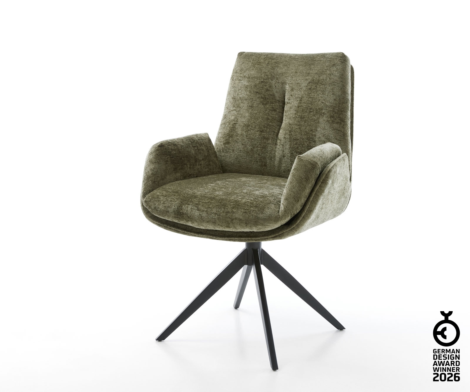 Drehstuhl Clea-Flex Chenille Olive Kreuzgestell breit Schwarz 360° drehbar günstig online kaufen