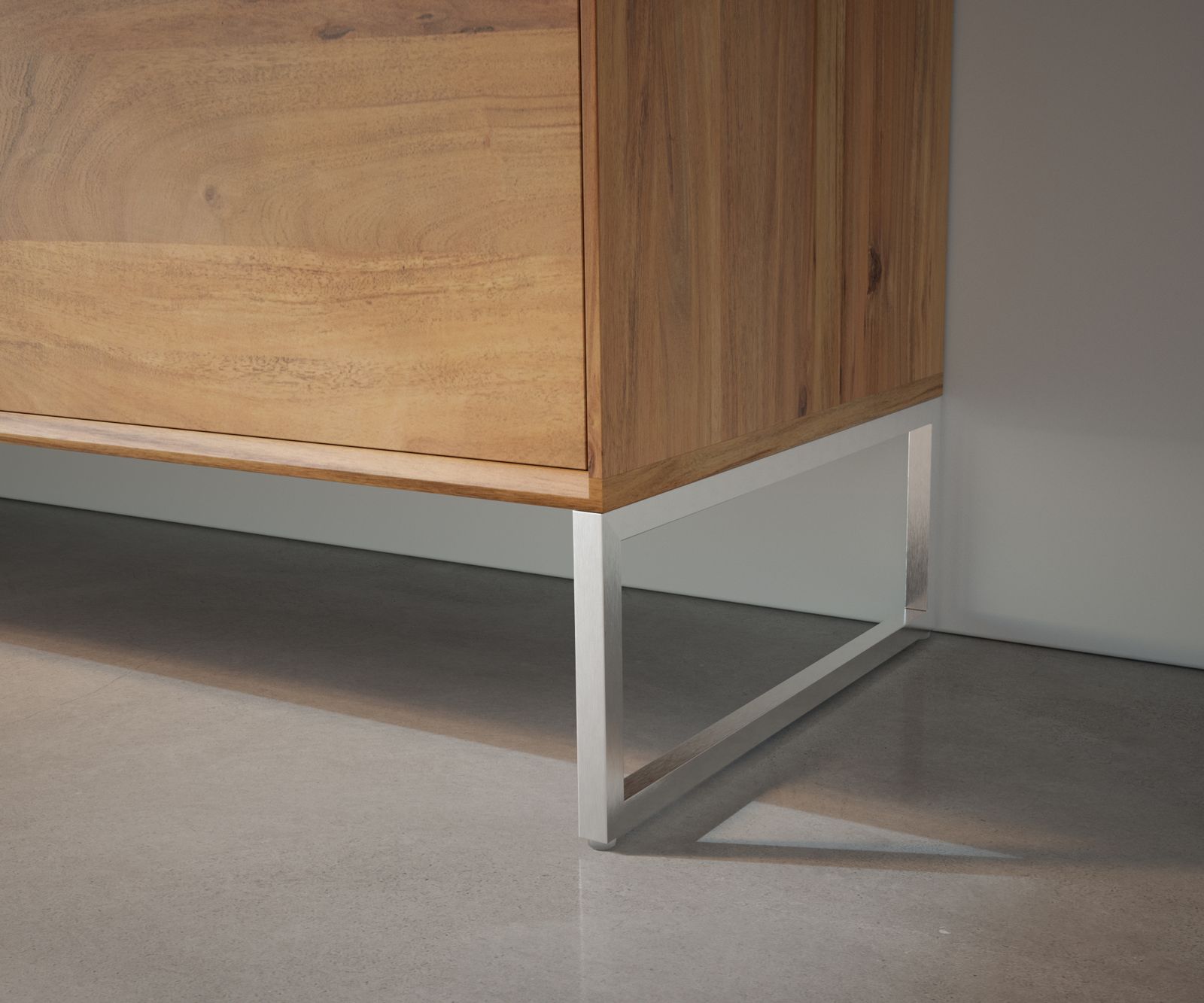 Fuß Kufe schmal 15 cm Edelstahl gebürstet für Kastenmöbel der Tiefe 40 cm (2er Set) 2