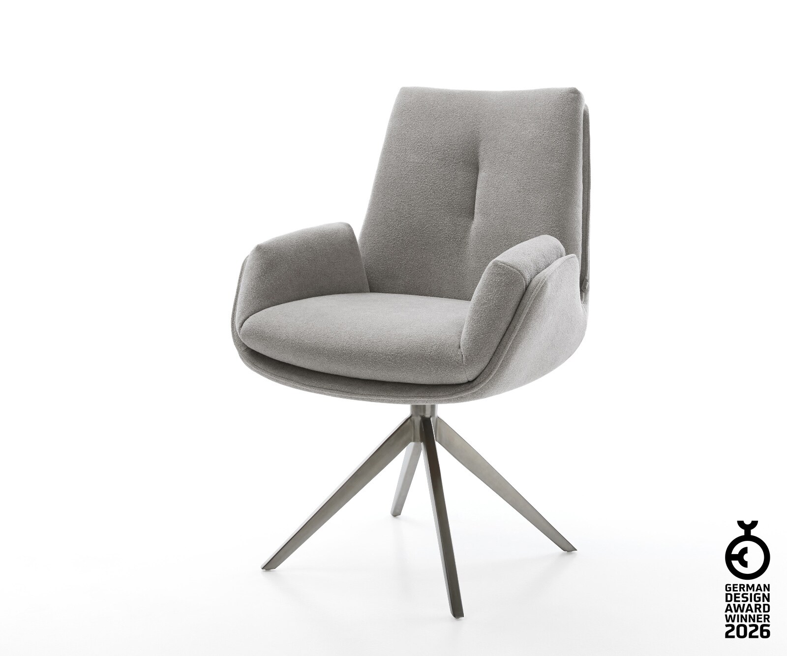 Drehstuhl Clea-Flex Strukturstoff Soft Grau Kreuzgestell breit Graphit 360° günstig online kaufen