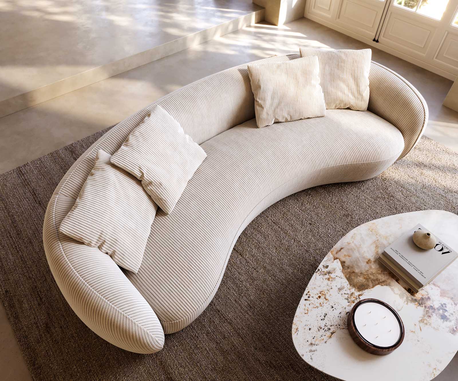 3-Sitzer Larna 260x120 cm Cord Beige 3