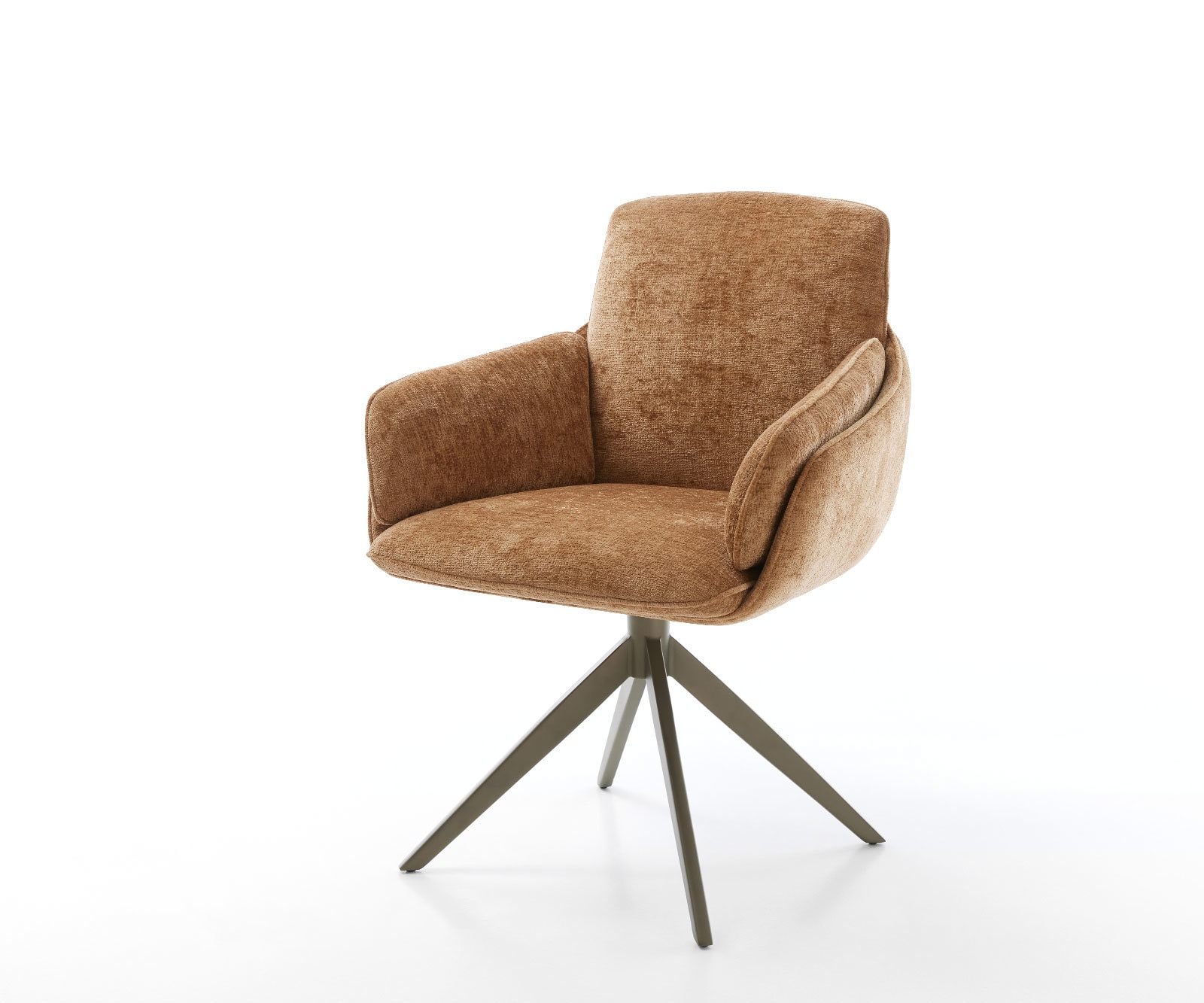 Drehstuhl Luan-Flex mit Armlehnen Chenille Rost Kreuzgestell breit Effektfinish Titan 360° drehbar Wippfunktion
