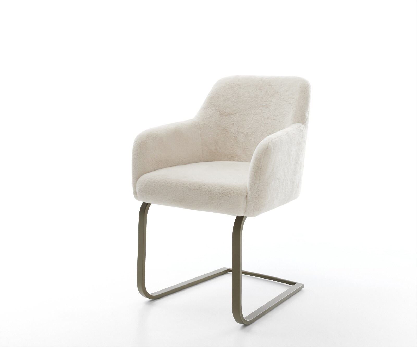 Freischwinger Greg-Flex Plüsch Creme-Weiß Freischwinger flach Effektfinish Titan Taschenfederkern 1