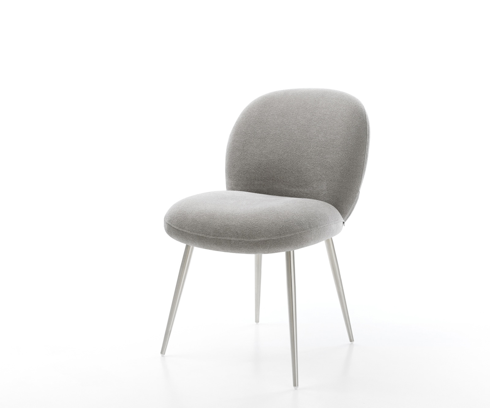 Esszimmerstuhl Nube-Flex Strukturstoff Soft Grau 4-Fuß konisch Edelstahl Taschenfederkern Esszimmerstuhl Nube-Flex Strukturstoff Soft Grau 4-Fuß konisch Edelstahl Taschenfederkern