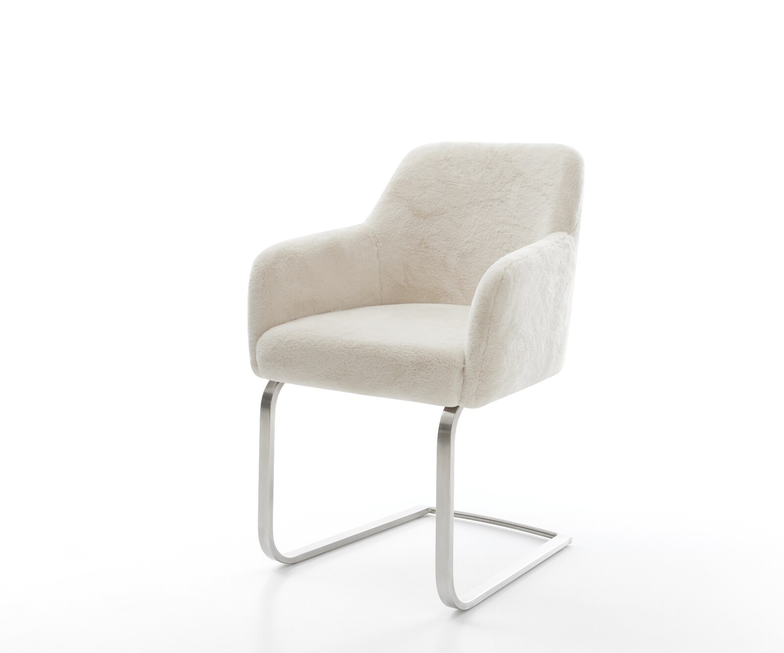 Freischwinger Greg-Flex Plüsch Creme-Weiß Freischwinger flach Edelstahl Taschenfederkern 1