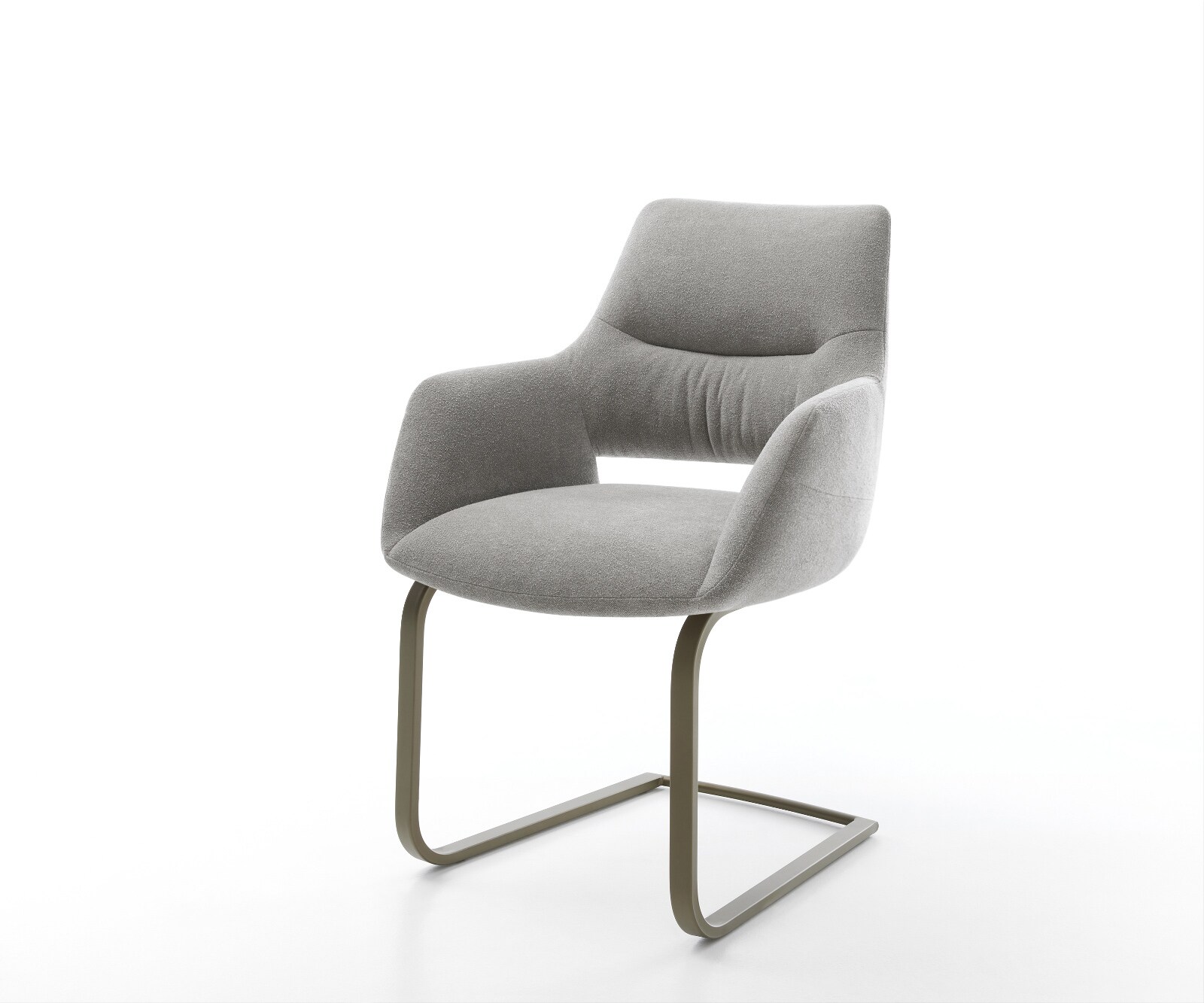 Freischwinger Yago-Flex mit Armlehnen Strukturstoff Soft Grau Freischwinger flach Effektfinish Titan Taschenfederkern